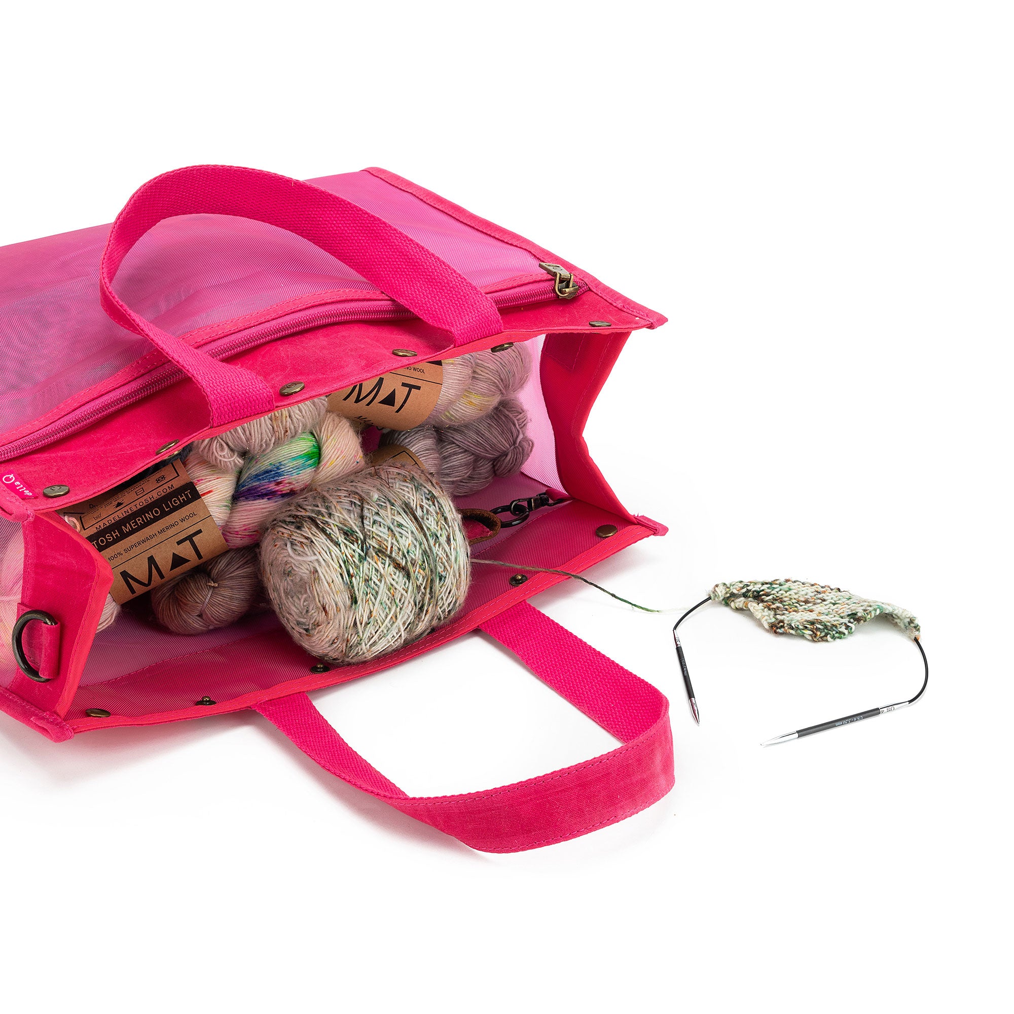 della Q Maker's Stunning Mesh Tote - TL Yarncrafts - Vivid Rose for On - the - go Creators