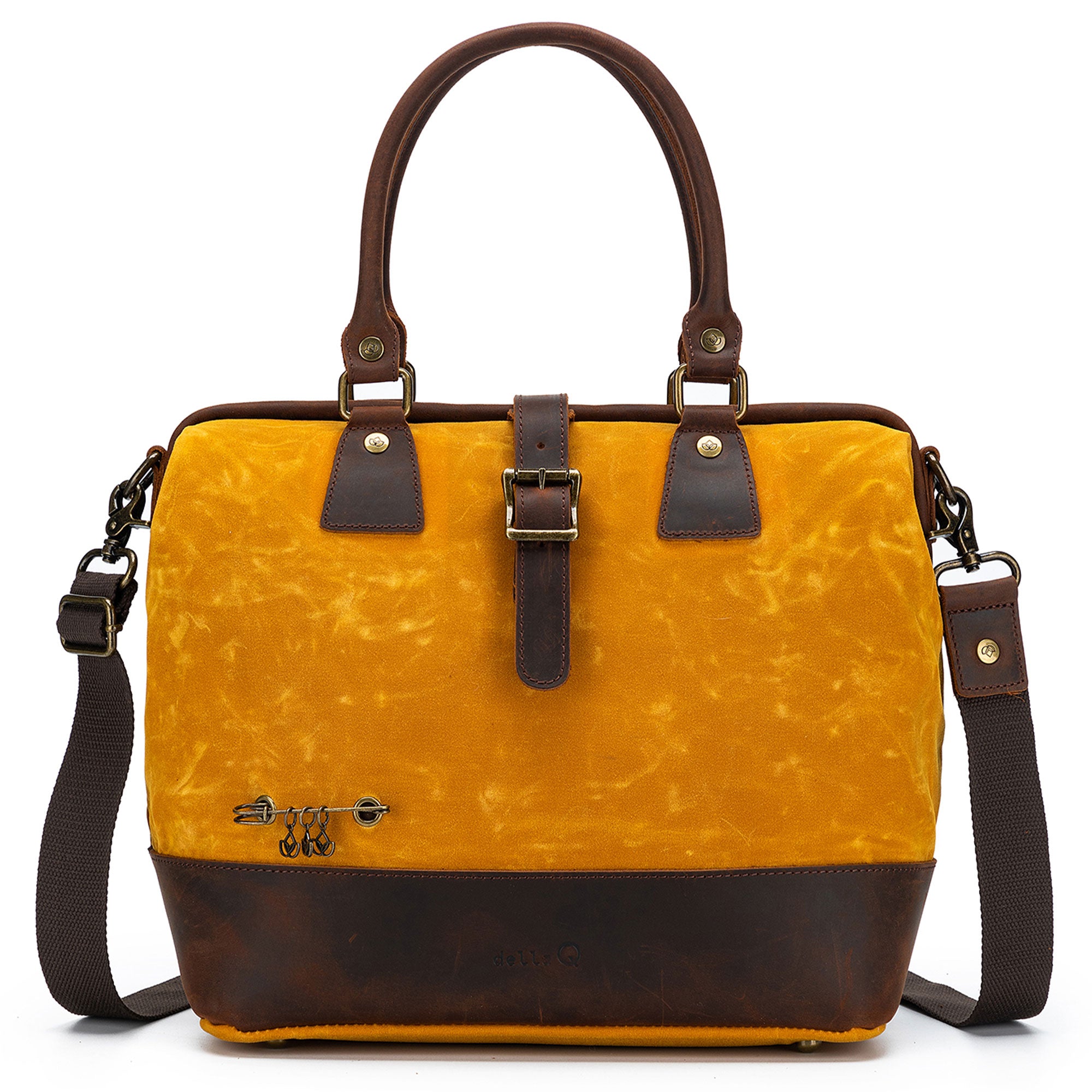 Della Q Maker's Stylish Canvas Satchel in Mustard - Ideal for Crafters