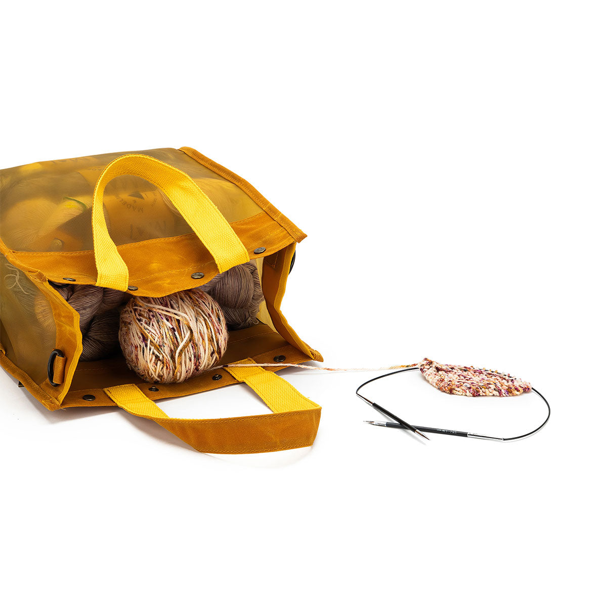 della Q Premium Tall Maker's Mesh Tote in Mustard - Ideal for Crafting