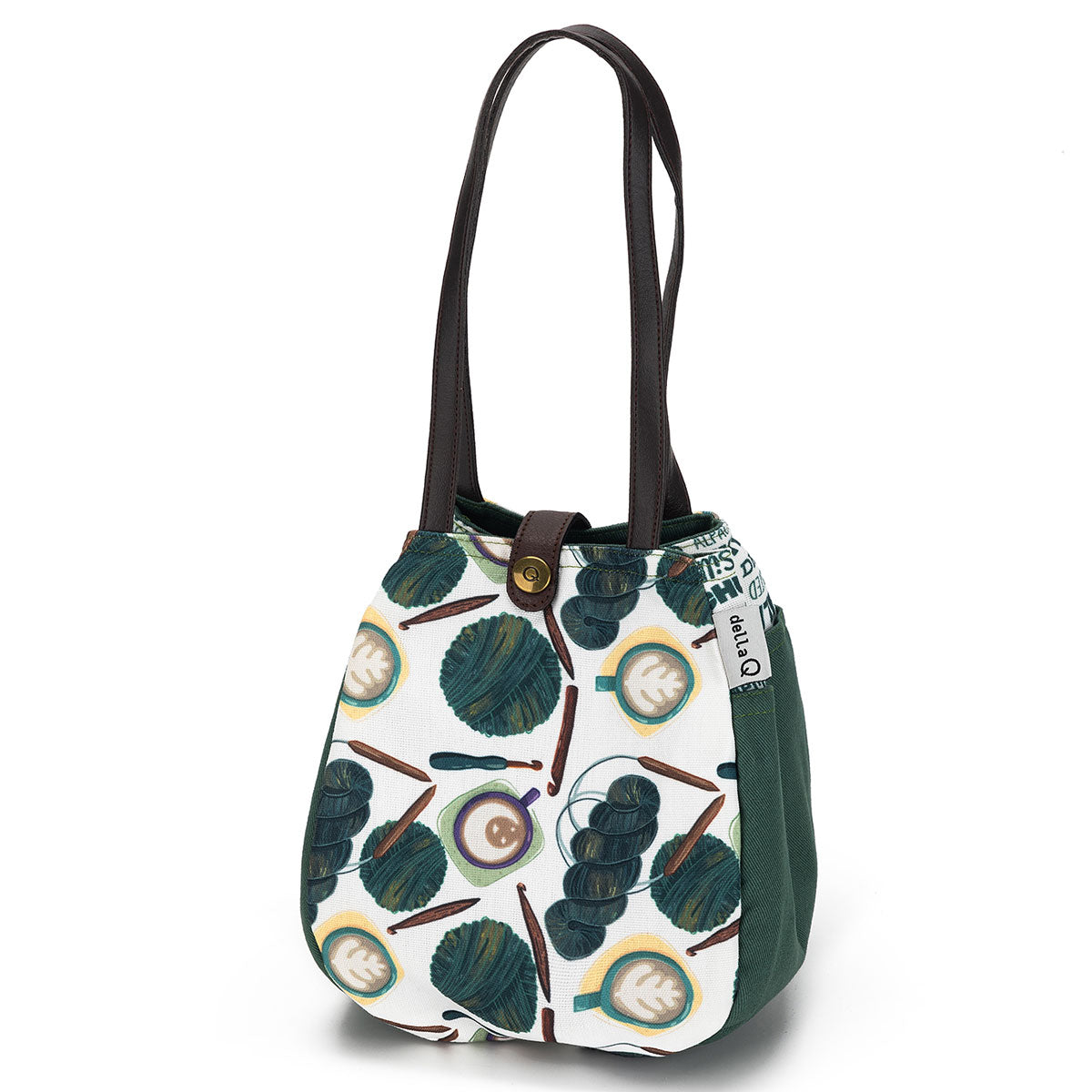 della Q Rosemary 220-1 Premium Fabric Print Collection - Coffee and Yarn Purple Knitting & Crochet Project Bag