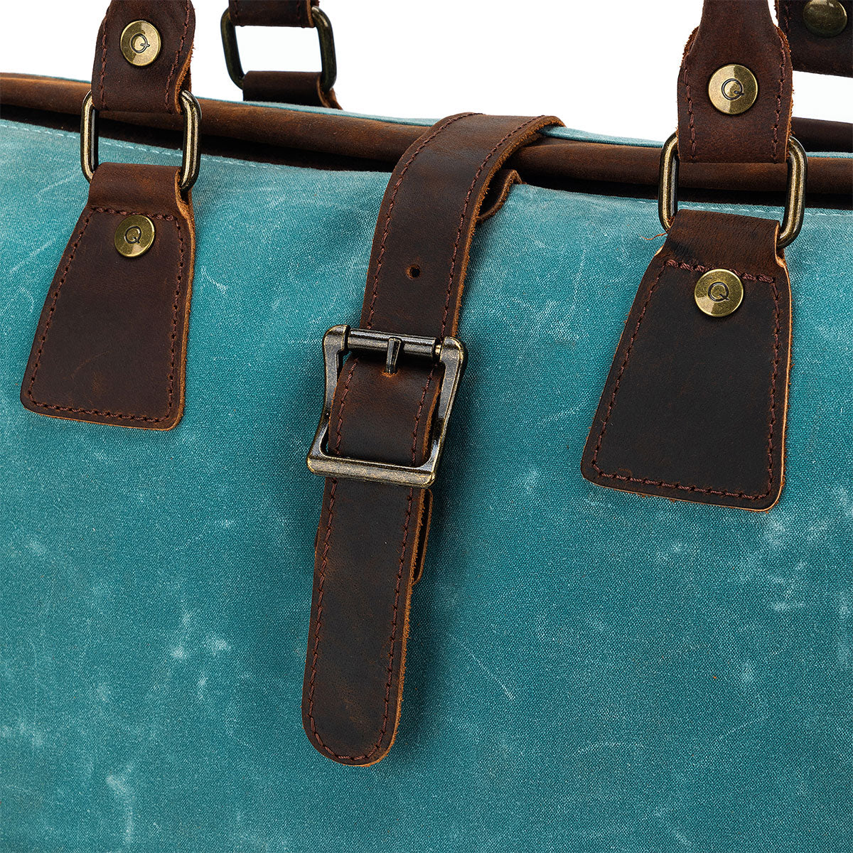 Della Q Stylish Maker's Canvas Satchel in Teal for Knitters and Crocheters