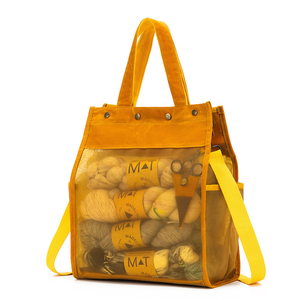 della Q Premium Tall Maker's Mesh Tote in Mustard - Ideal for Crafting