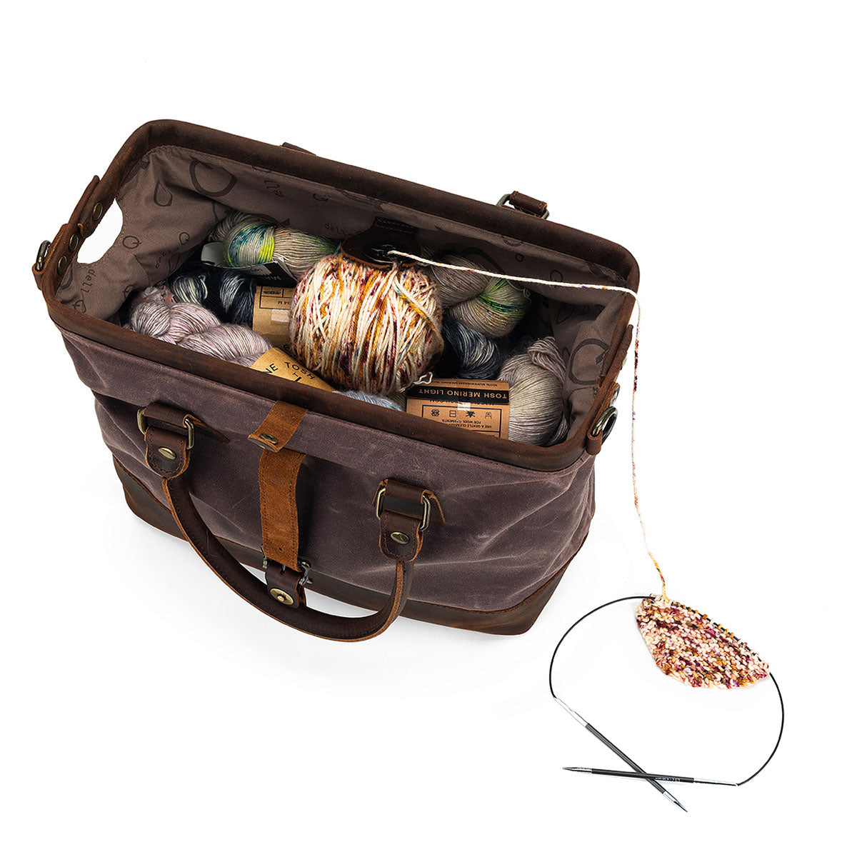 Della Q Maker's Chic Cocoa Canvas Satchel - Ideal for Crafters