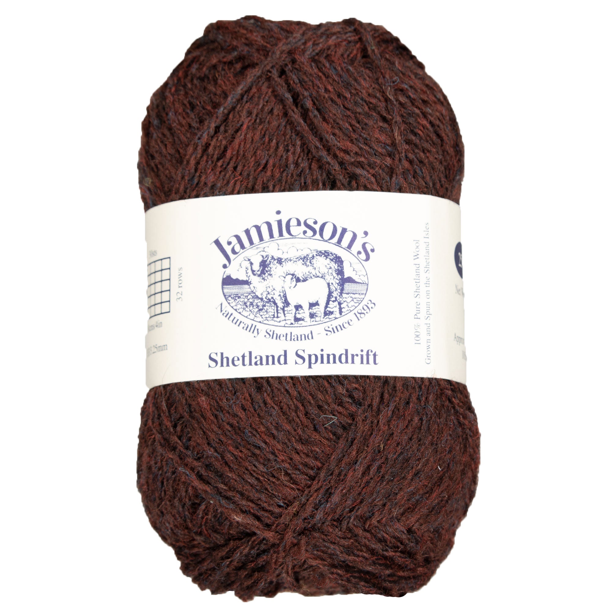 Jamieson's of Shetland Spindrift 2-Ply Yarn - 198 Peat for Crochet & Fair Isle Knitting