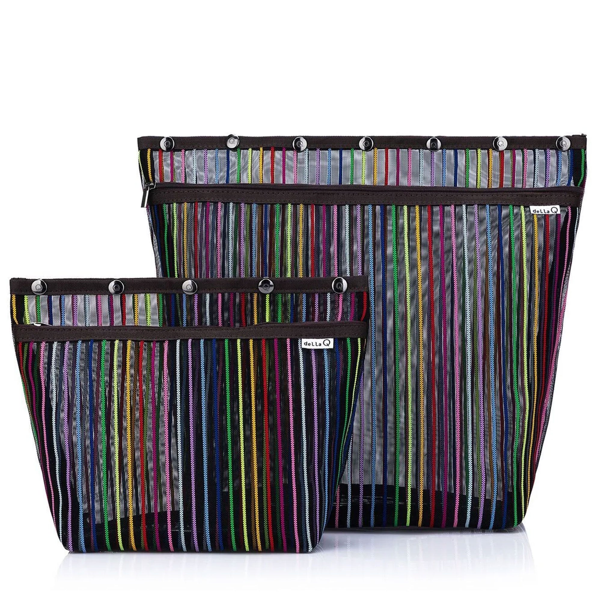 della Q Oh Snap - Stylish Black Rainbow Standing Project Bag - L/XL