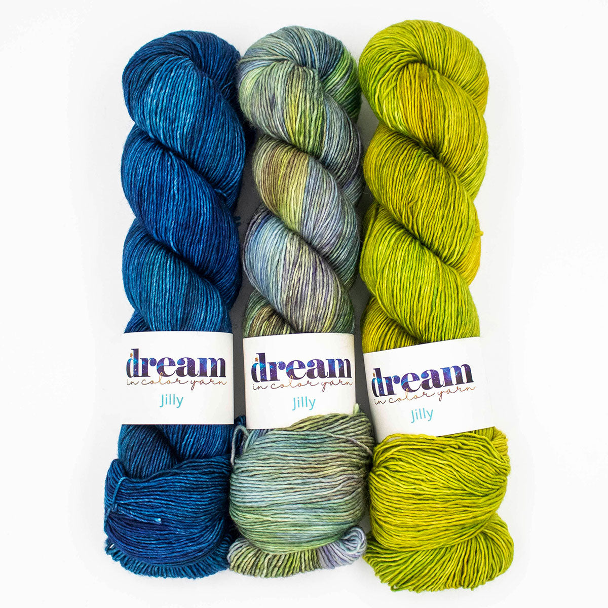 Dream in Color Jilly Shawl Kits - Lagoon Luster: Stunning 3 - Palette Yarn Sets