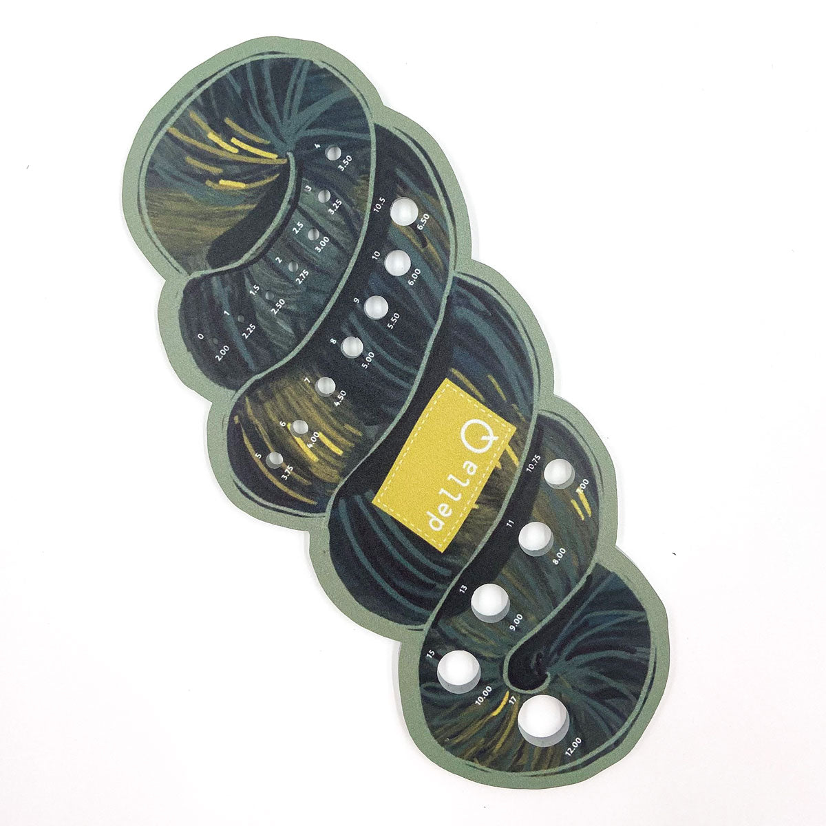 Della Q Premium Needle Gauge - Exquisite Fabric Print Collection - Coffee and Yarn Green