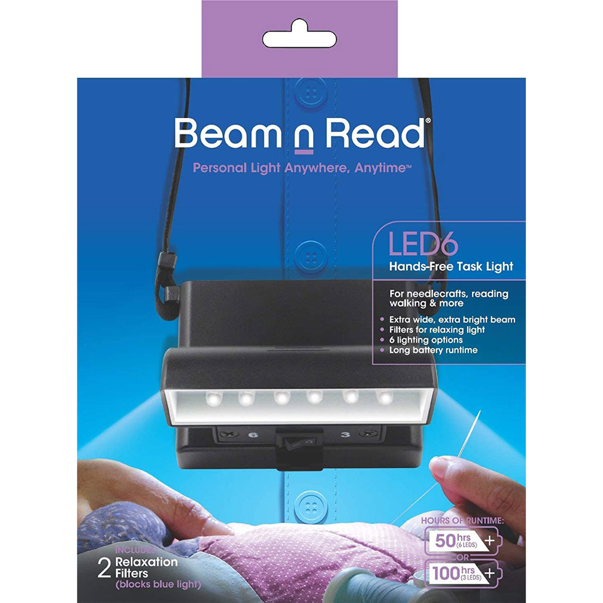 Beam N' Read LED 6 Black Neck-Worn Lights for Travel, Crafting and Reading