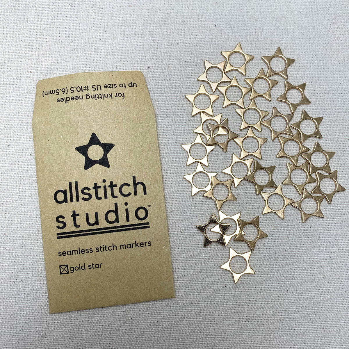 Allstitch Studio Gold Stars Seamless Stitch Markers for Knitting and Crocheting