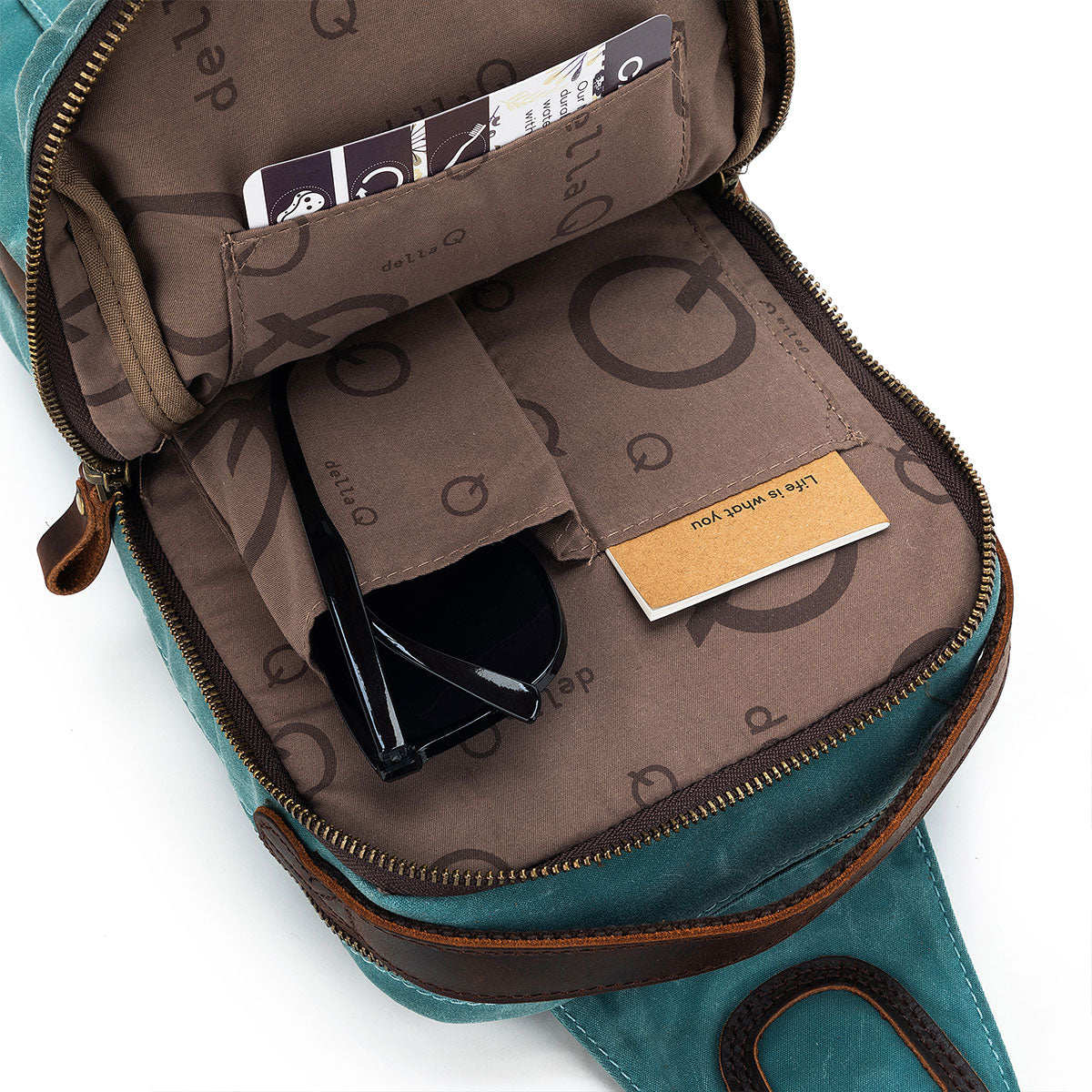 della Q Maker's Mini Messenger Bag - Teal, Lightweight & Water-Repellent