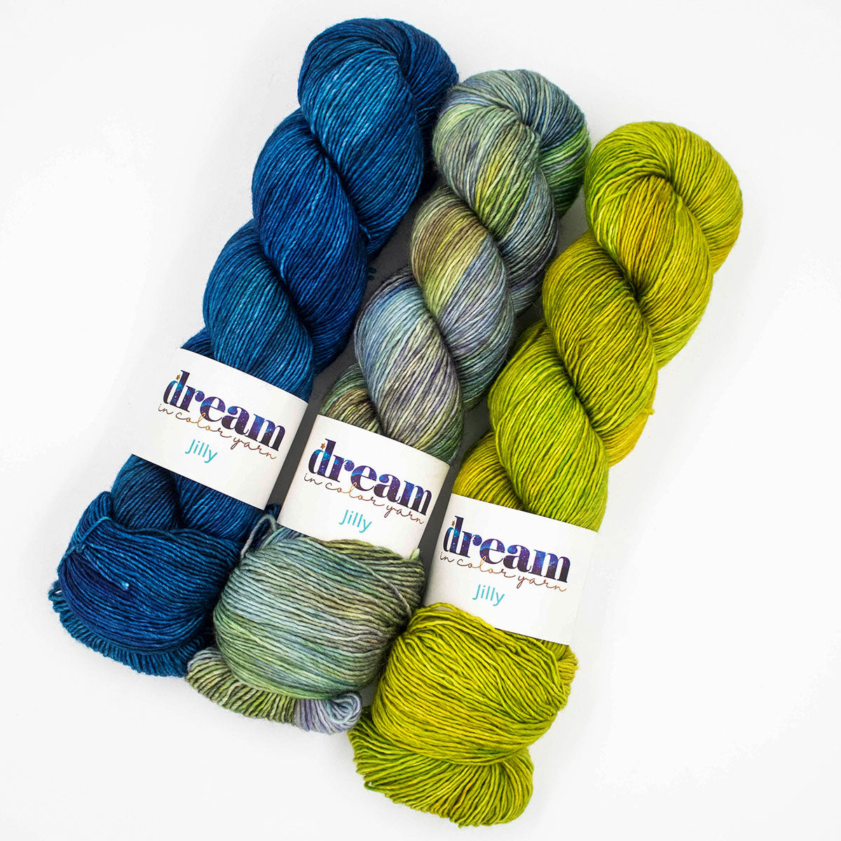 Dream in Color Jilly Shawl Kits - Lagoon Luster: Stunning 3 - Palette Yarn Sets