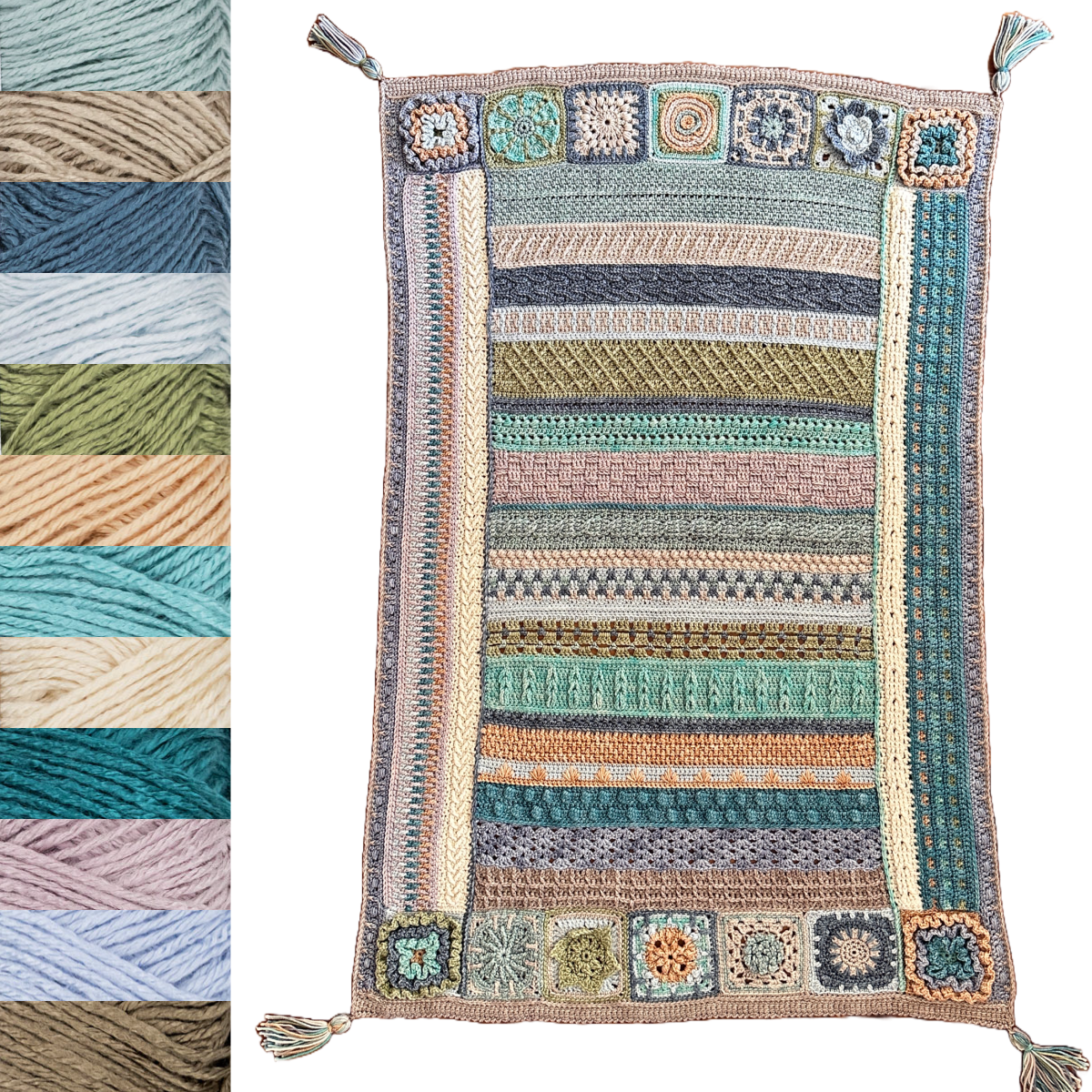 Jimmy Beans Wool 2025 Crochet Blanket Club Kits - Beanstalk Worsted Yarn - Beachy Keen Colorway for Beautiful Blankets