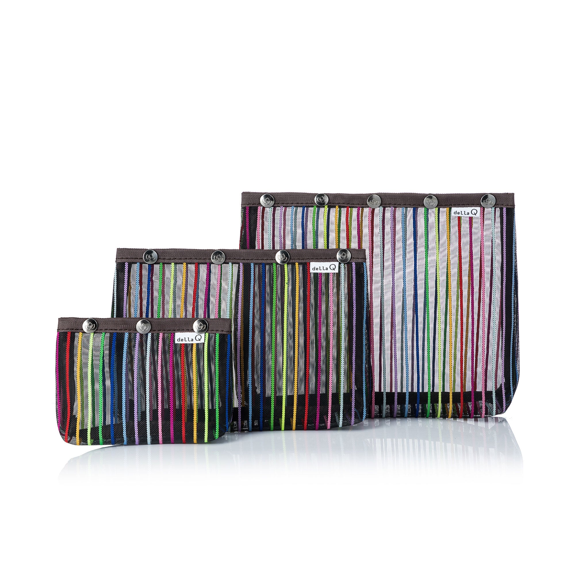 della Q Oh Snap - Trendy Black Rainbow Project Bag in S/M/L Sizes