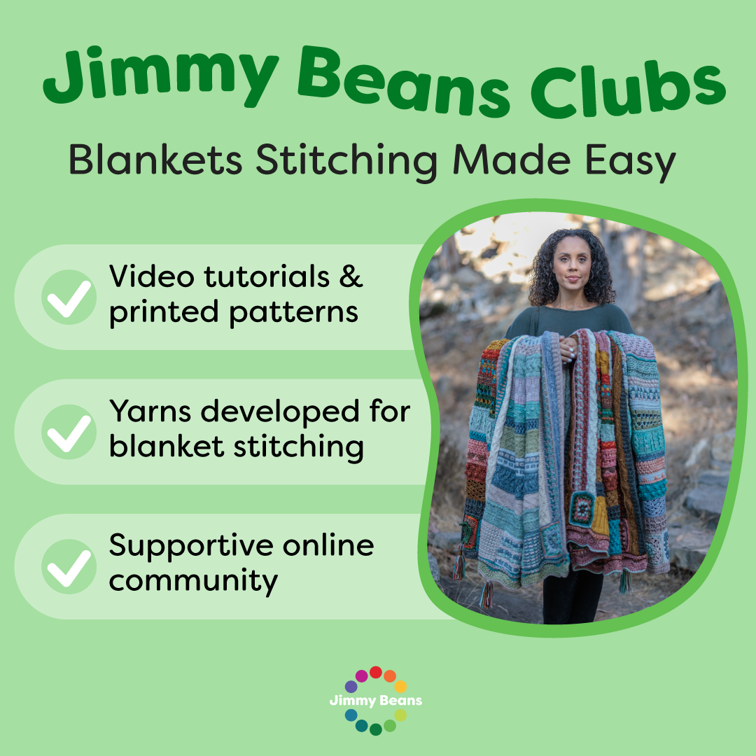Jimmy Beans Wool 2025 Knit Blanket Club Kits - Beanstalk Worsted Yarn in Beachy Keen Color for Cozy Blanket Making