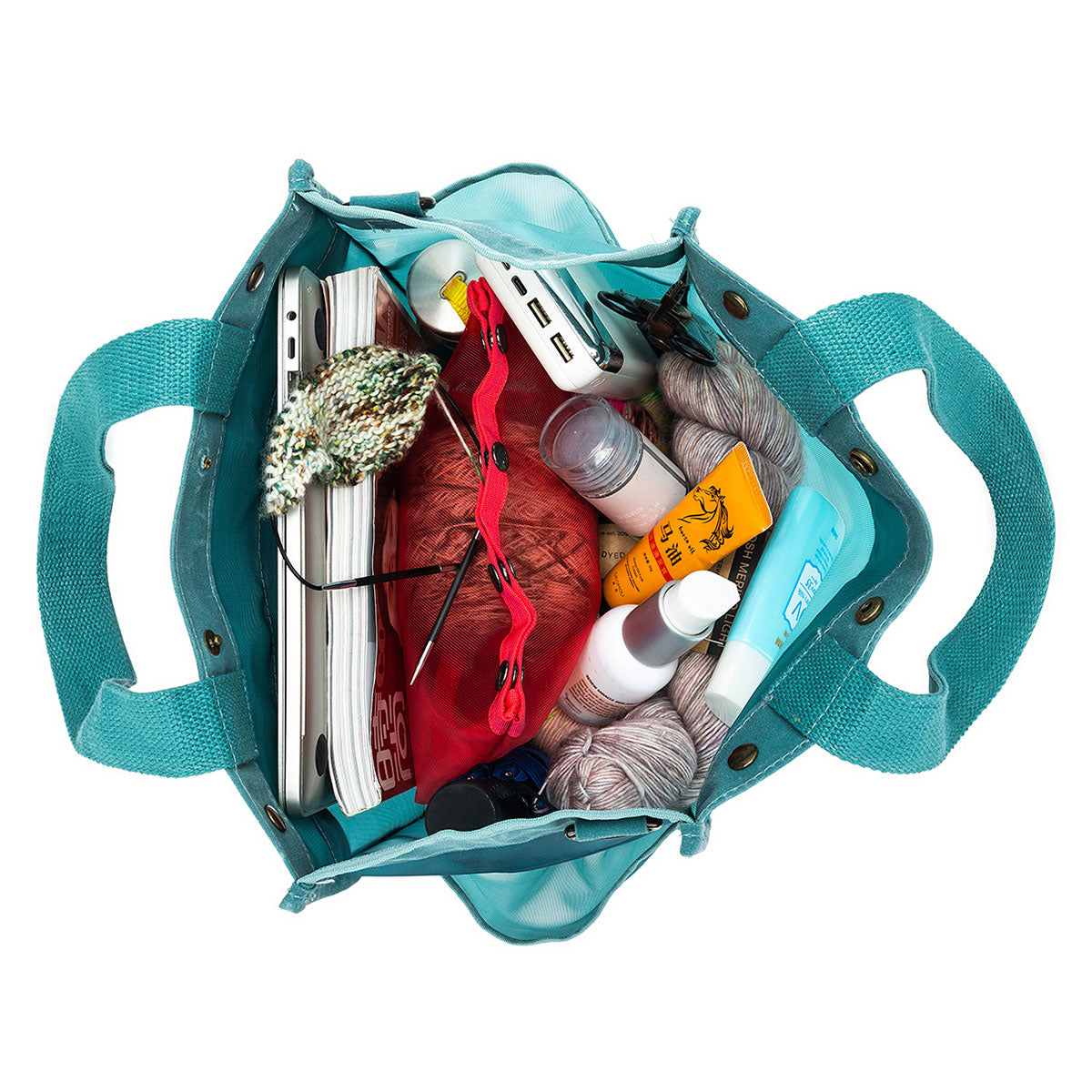della Q Premium Tall Maker's Mesh Tote - Teal: Ideal for Crafting