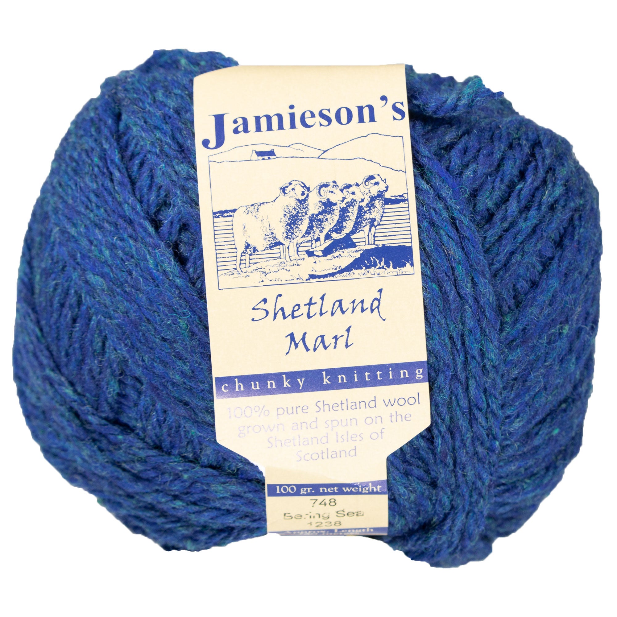 Jamieson's of Shetland Marl Chunky Yarn - 748 Bering Sea: Ideal for Chunky Knit and Crochet Projects