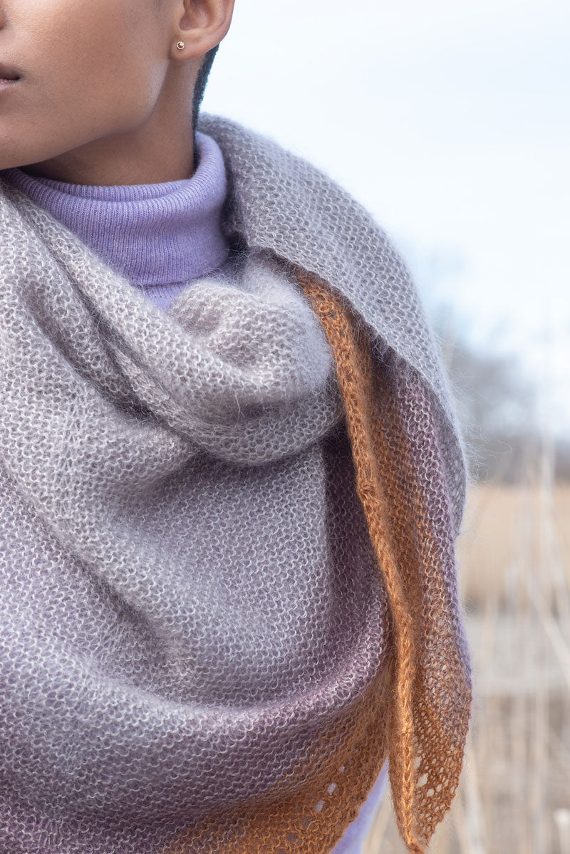 Berroco Aerial + Aerial Color Patterns - Kiania Shawl PDF Download - Stunning Mohair Ombre Gradient