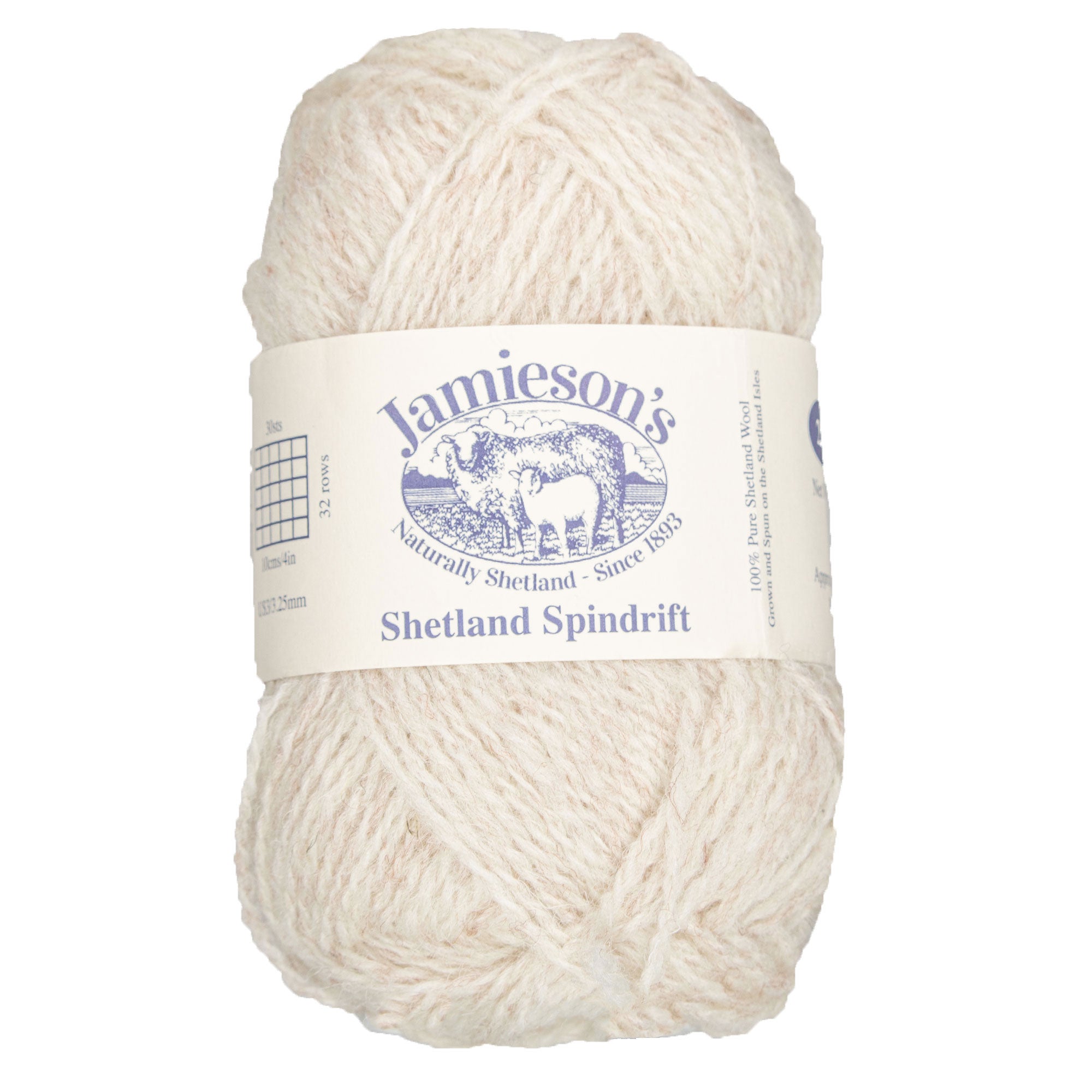 Jamieson's of Shetland Premium Spindrift Yarn - 343 Ivory, Ideal for Colorwork