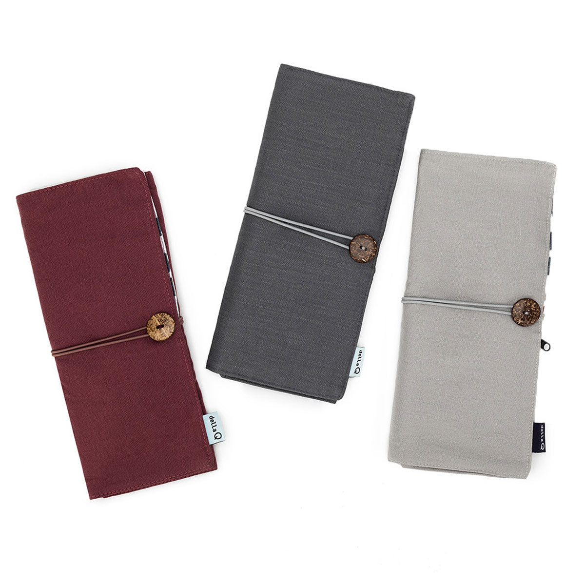 della Q Tri-Fold Circular Needle Case - 1145 - Premium Linen - Pebble for Organized Knitting