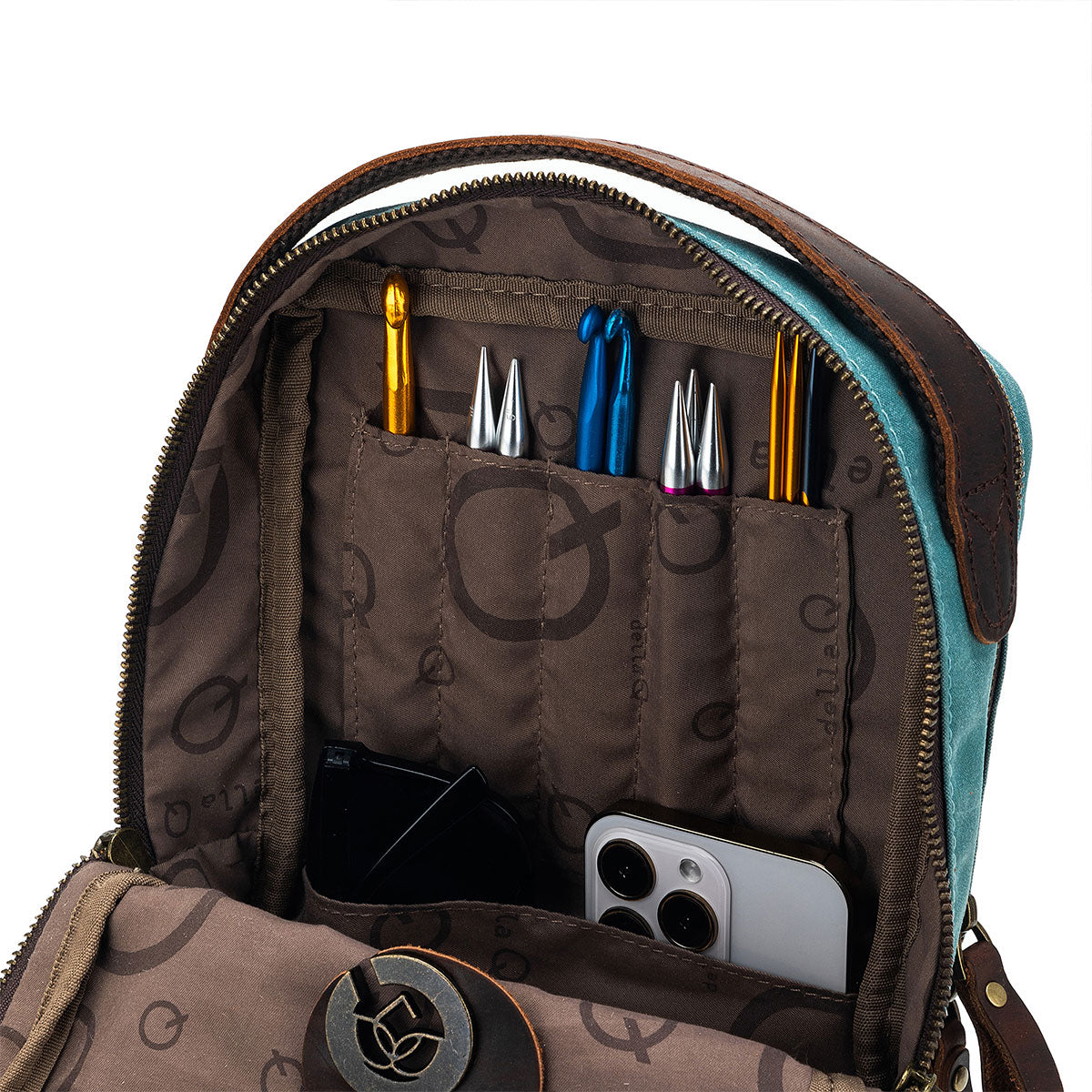 della Q Maker's Mini Messenger Bag - Teal, Lightweight & Water-Repellent