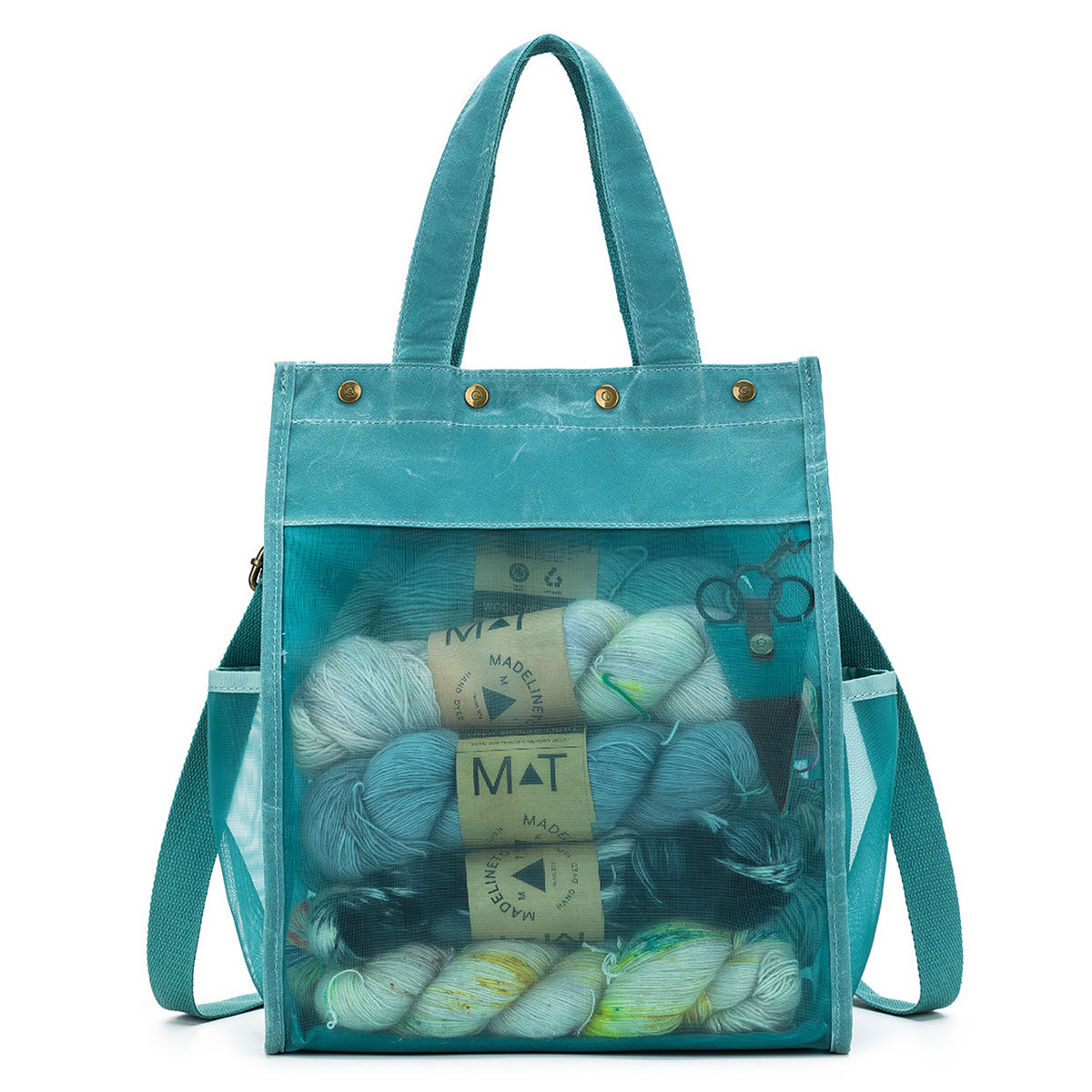 della Q Premium Tall Maker's Mesh Tote - Teal: Ideal for Crafting