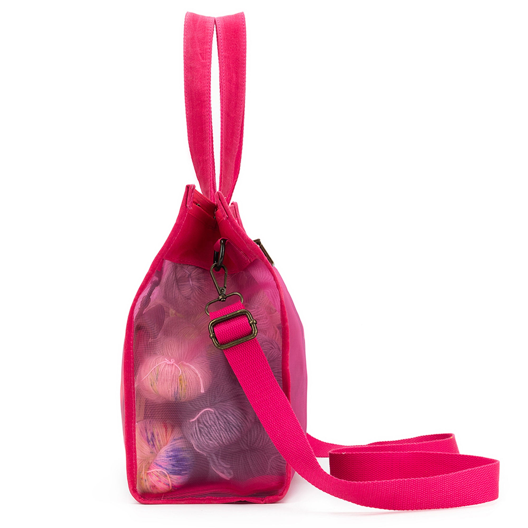 della Q Maker's Stunning Mesh Tote - TL Yarncrafts - Vivid Rose for On - the - go Creators