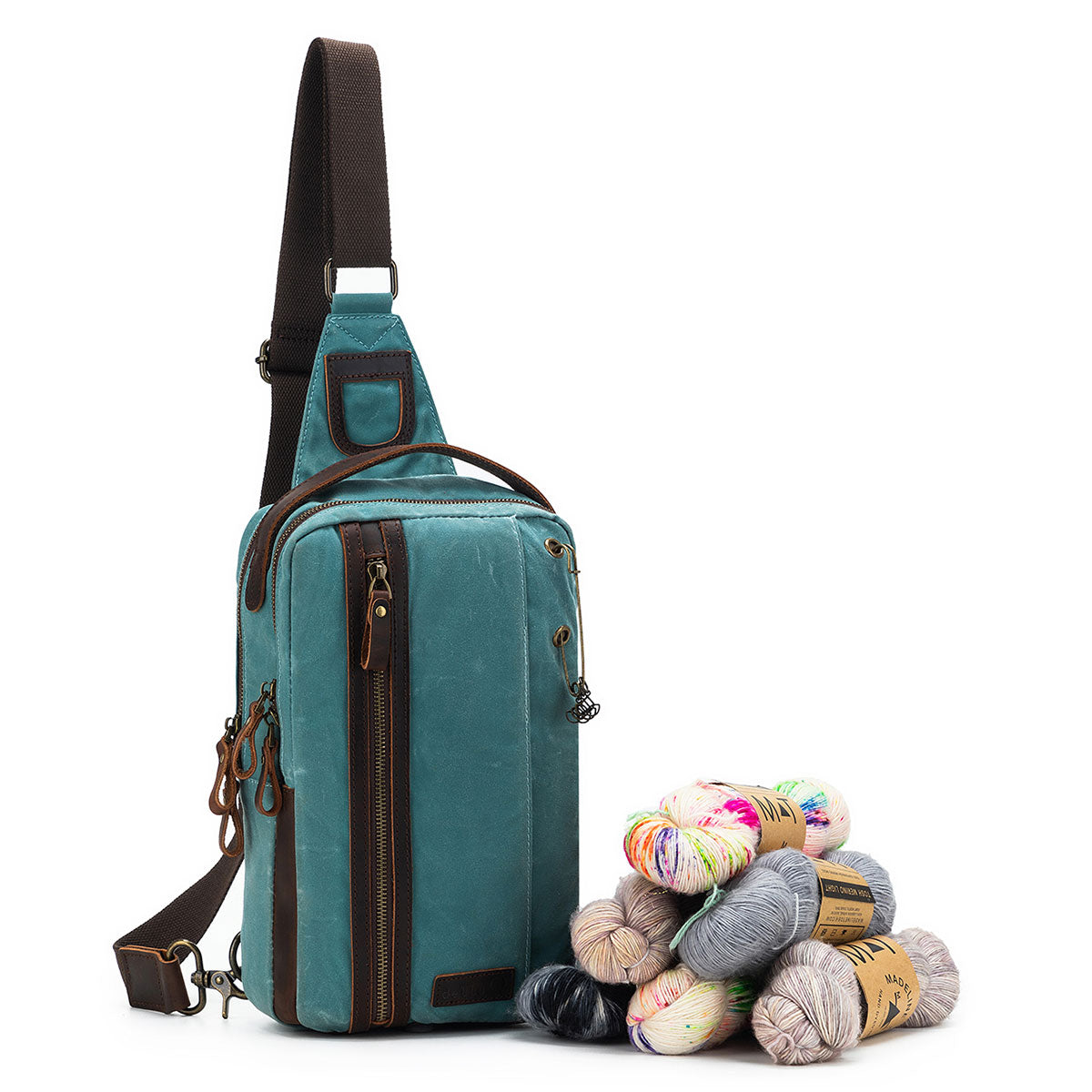 della Q Maker's Mini Messenger Bag - Teal, Lightweight & Water-Repellent