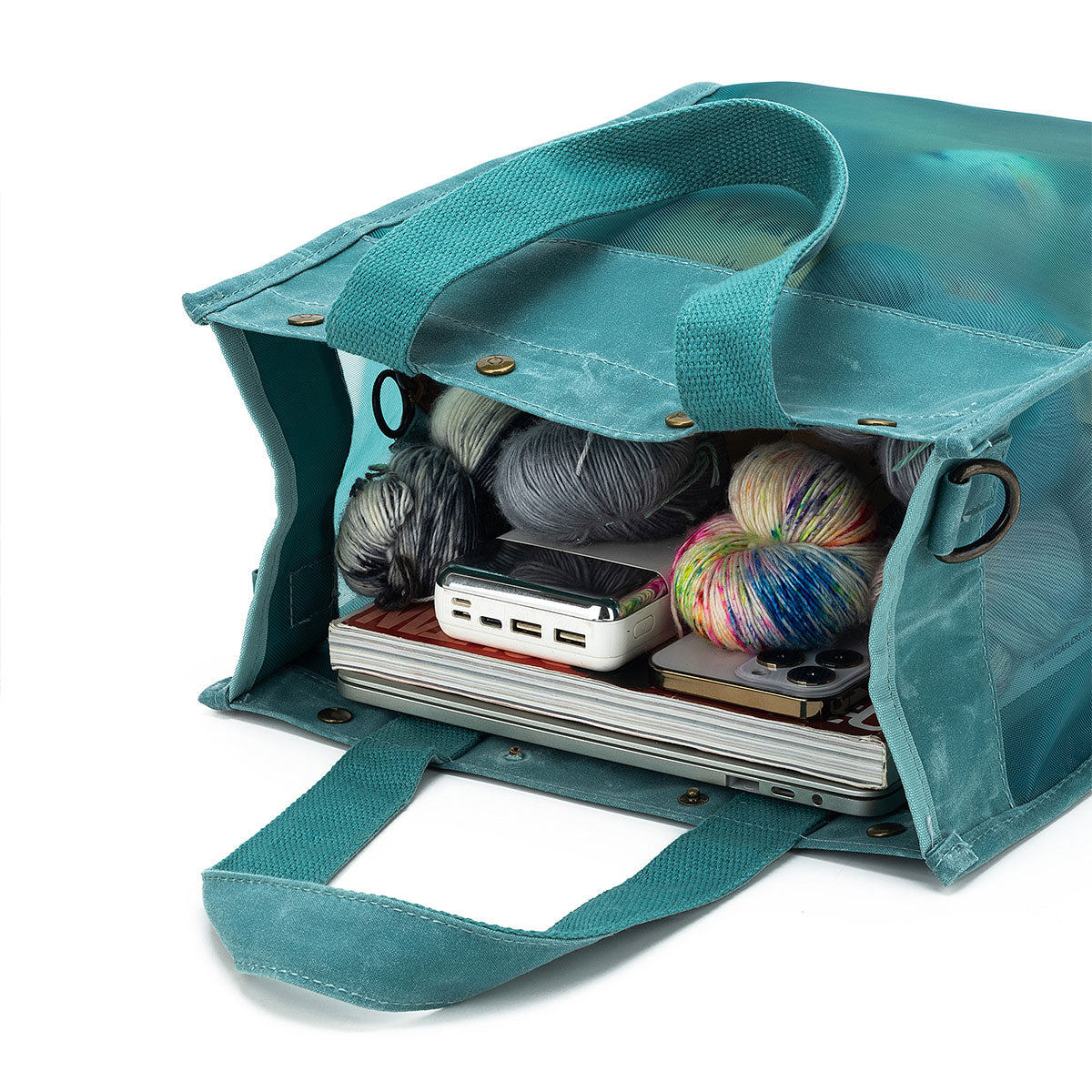 della Q Premium Tall Maker's Mesh Tote - Teal: Ideal for Crafting
