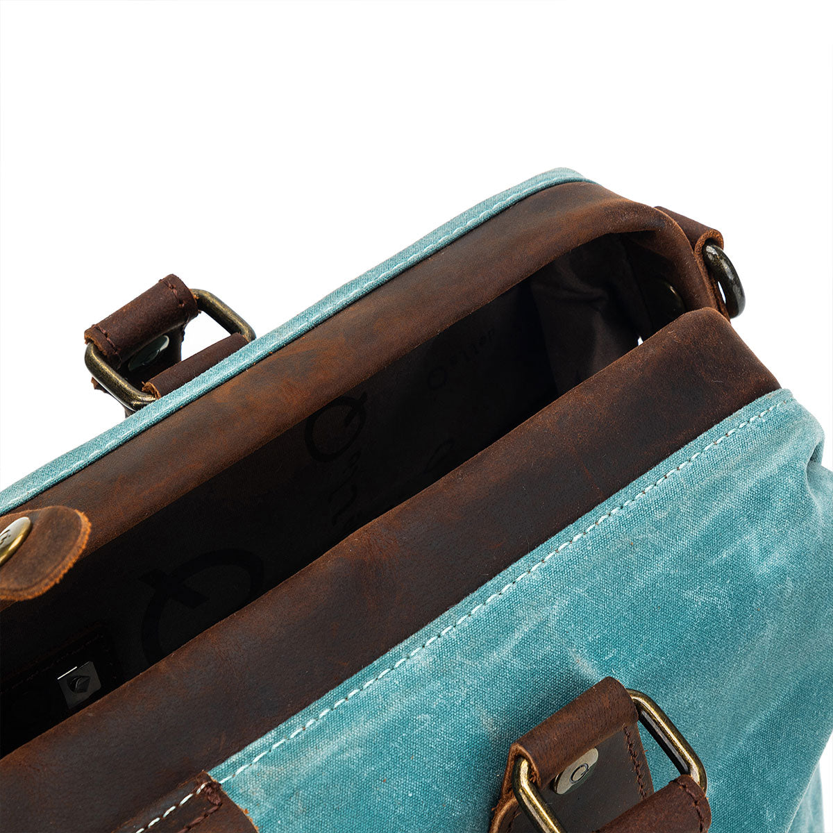 Della Q Stylish Maker's Canvas Satchel in Teal for Knitters and Crocheters