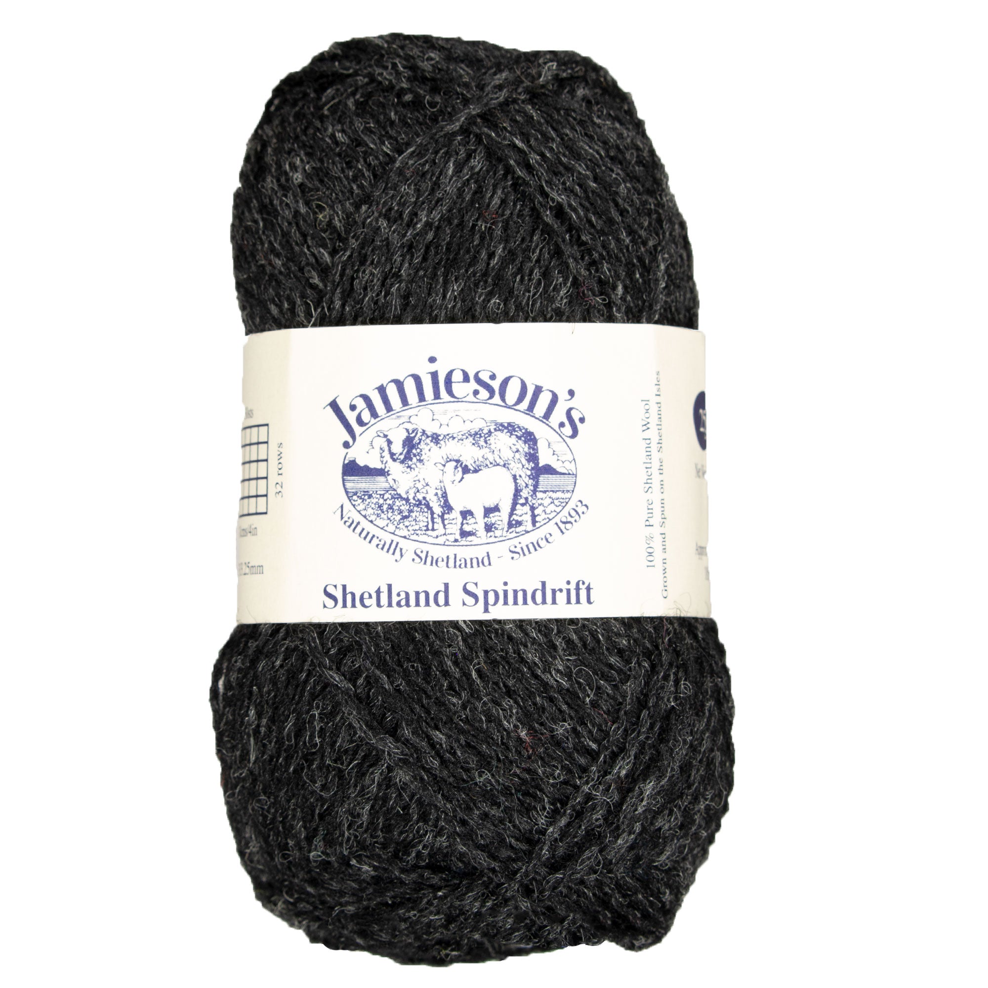 Jamieson's of Shetland Spindrift 2-Ply Yarn - 126 Charcoal, Ideal for Crochet & Fair Isle Knitting