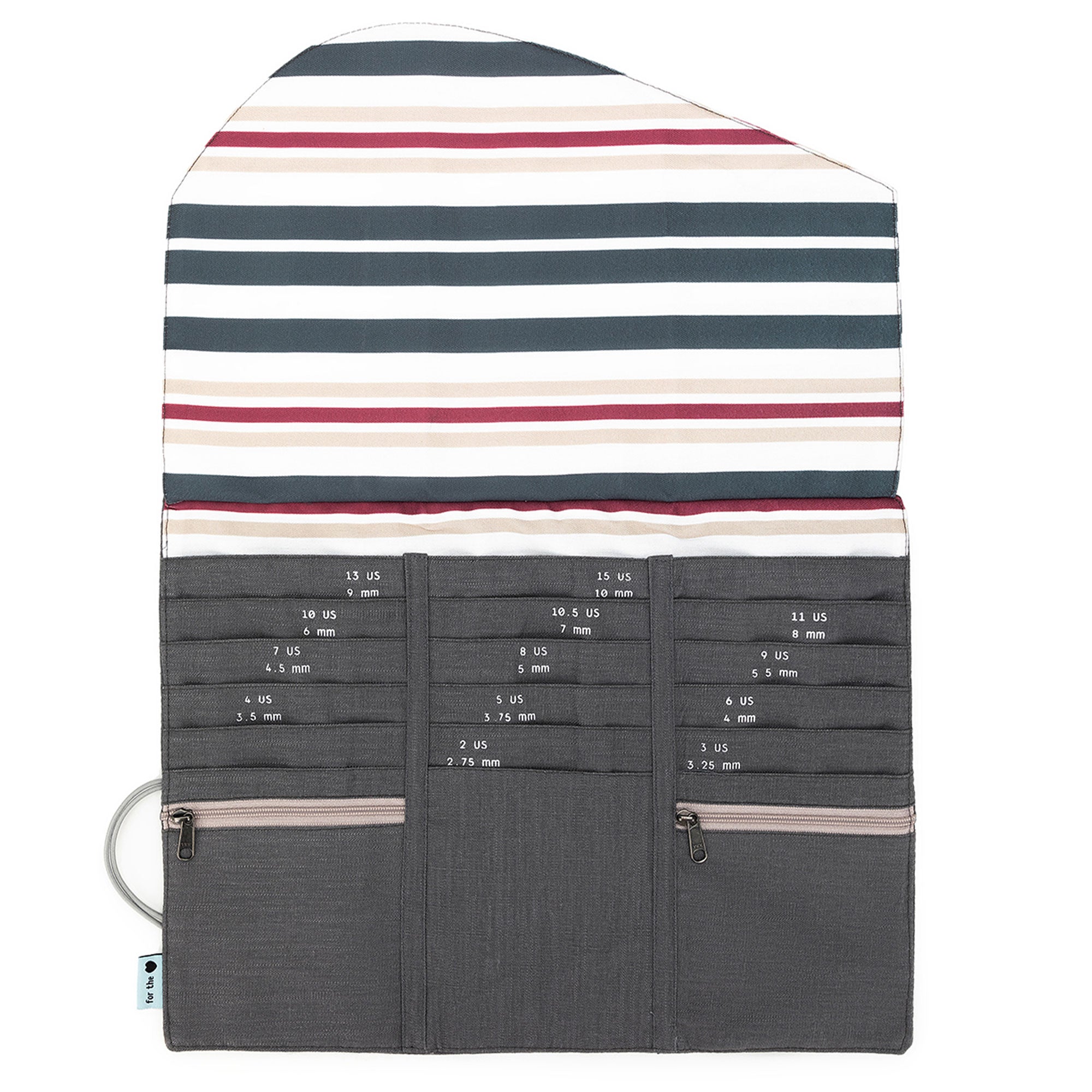 della Q Tri-Fold Circular Needle Case 1145 - Premium Linen - Slate Color for Knitters