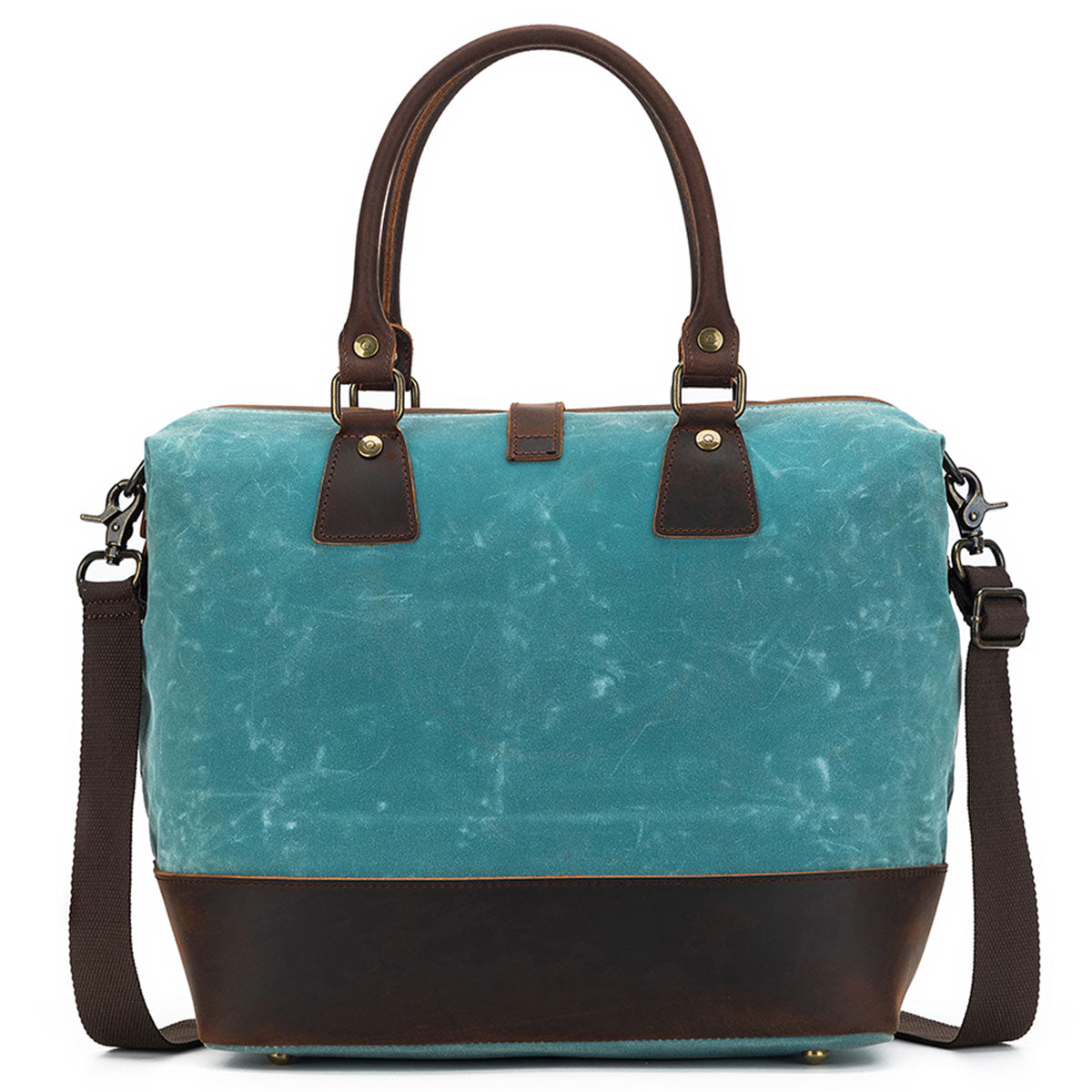 Della Q Stylish Maker's Canvas Satchel in Teal for Knitters and Crocheters