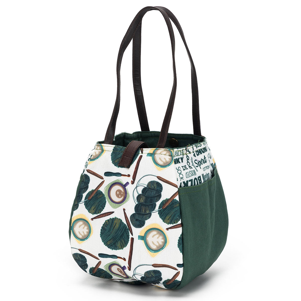 della Q Rosemary 220-1 Premium Fabric Print Collection - Coffee and Yarn Purple Knitting & Crochet Project Bag