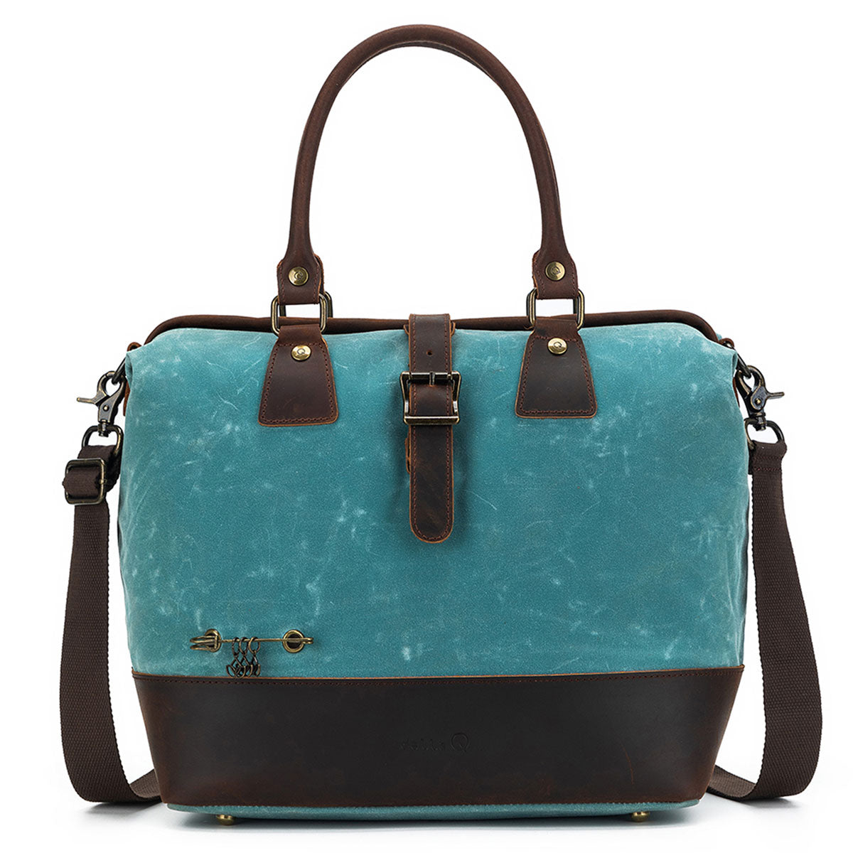 Della Q Stylish Maker's Canvas Satchel in Teal for Knitters and Crocheters