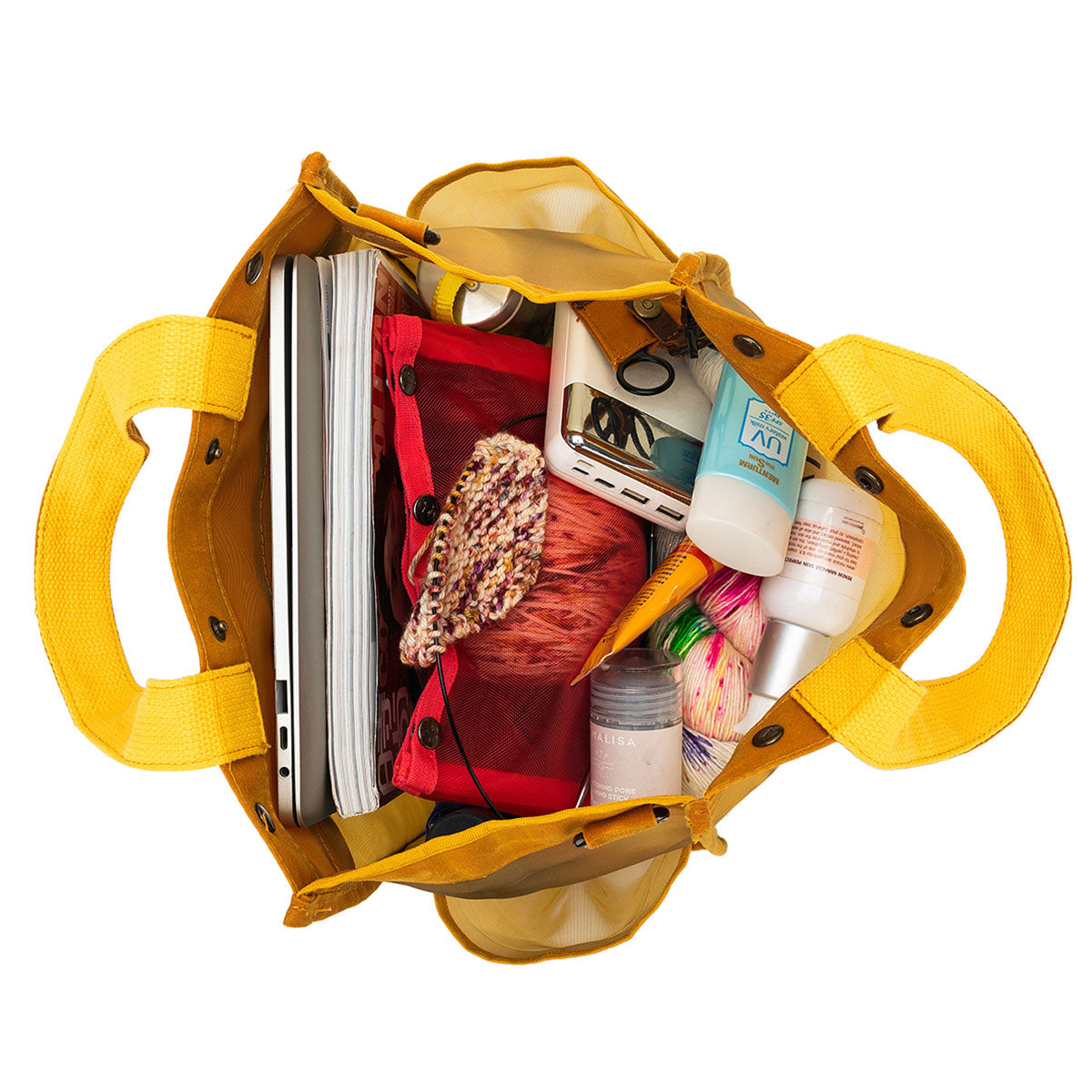 della Q Premium Tall Maker's Mesh Tote in Mustard - Ideal for Crafting