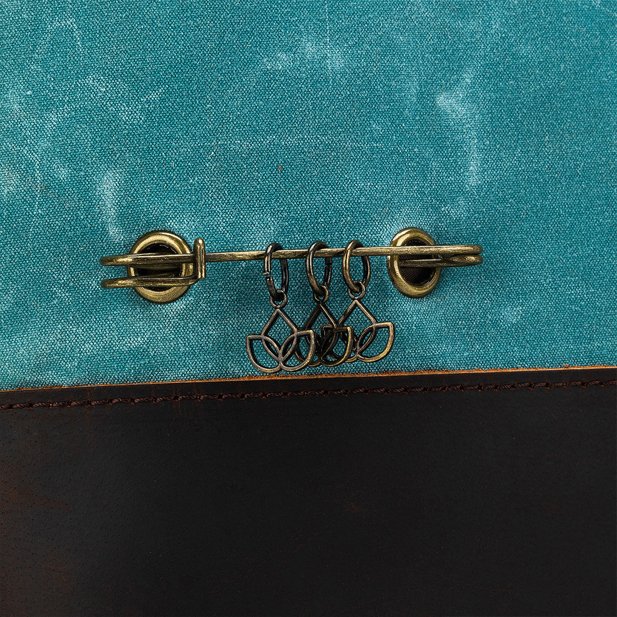 Della Q Stylish Maker's Canvas Satchel in Teal for Knitters and Crocheters