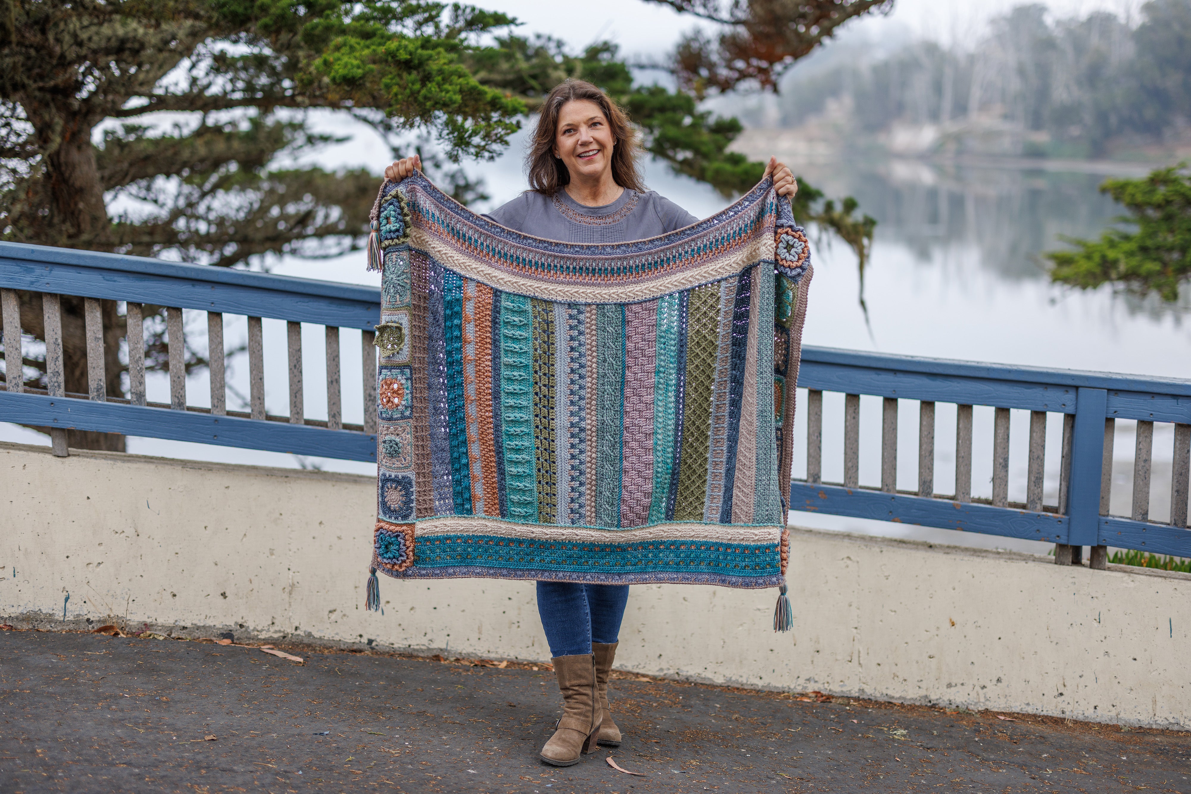 Jimmy Beans Wool 2025 Crochet Blanket Club Kits - Madelinetosh Tosh Blanket in Beachy Keen Colorway