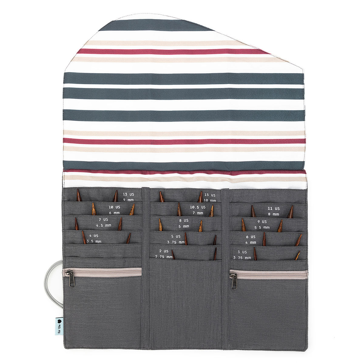 della Q Tri-Fold Circular Needle Case - 1145 - Premium Linen - Pebble for Organized Knitting