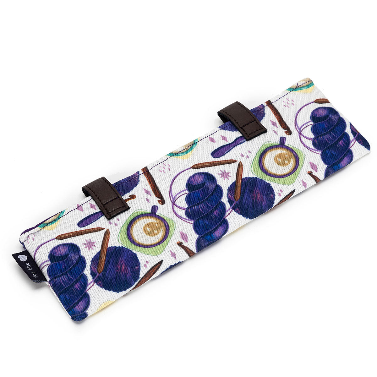della Q Premium Sock Needle Keeper 1201-1 - Exclusive Fabric Print Collection - Coffee and Yarn Green