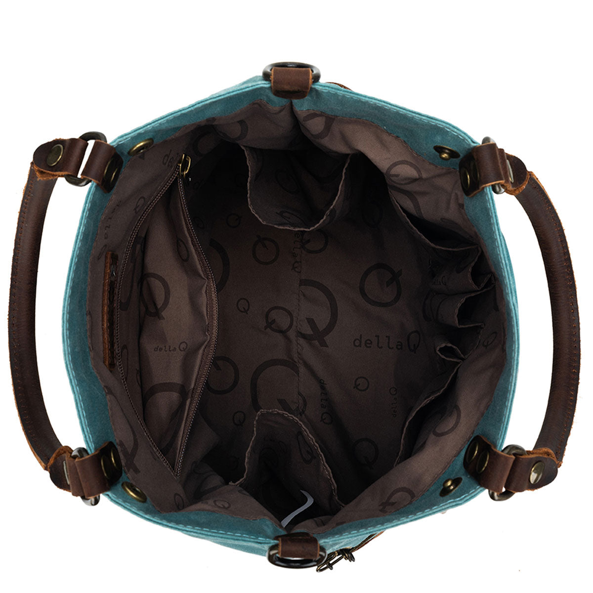 della Q Maker's Premium Canvas Tote in Teal for Knitters and Crocheters