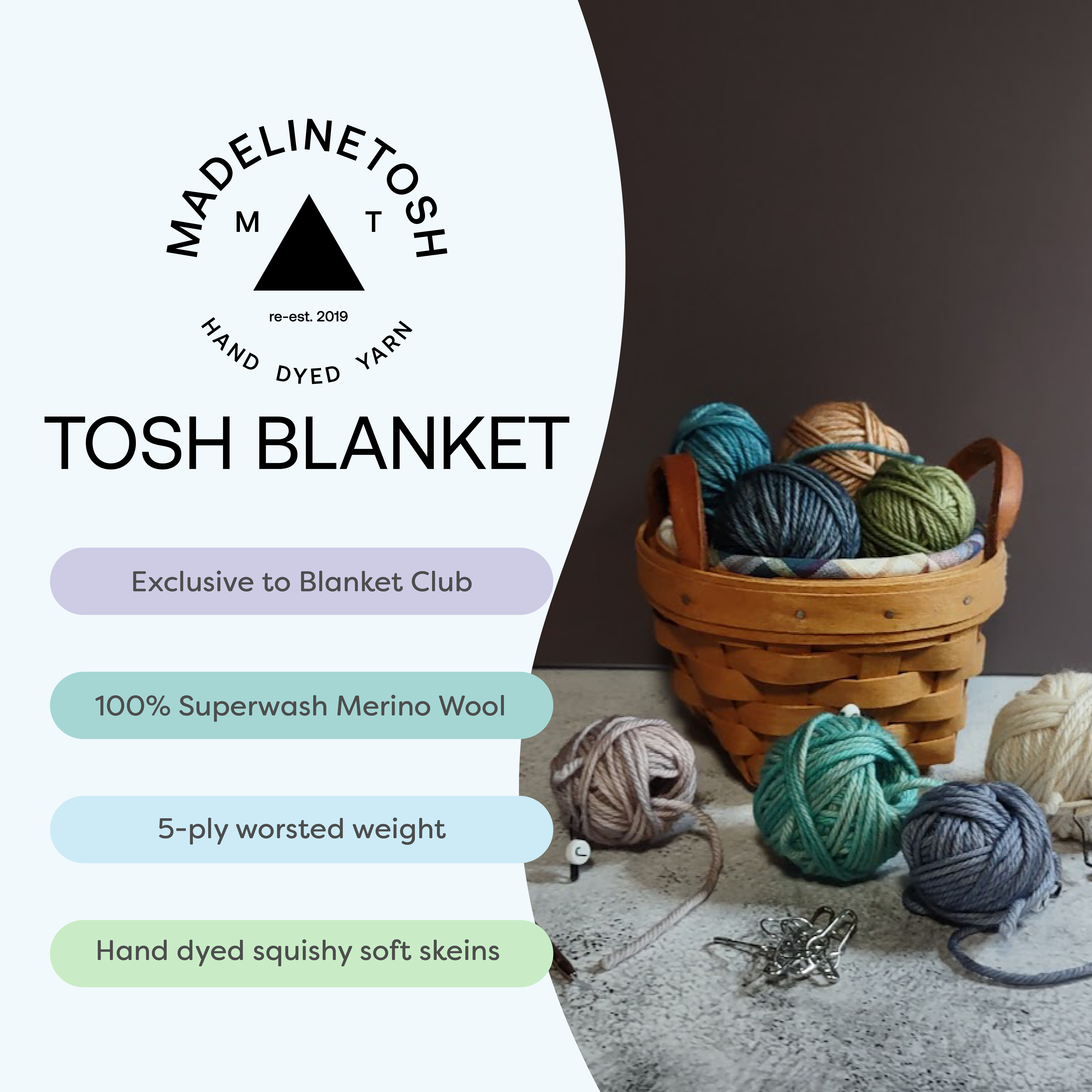 Jimmy Beans Wool 2025 Luxury Knit Blanket Club Kits - Madelinetosh Tosh Blanket in Beachy Keen Colorway