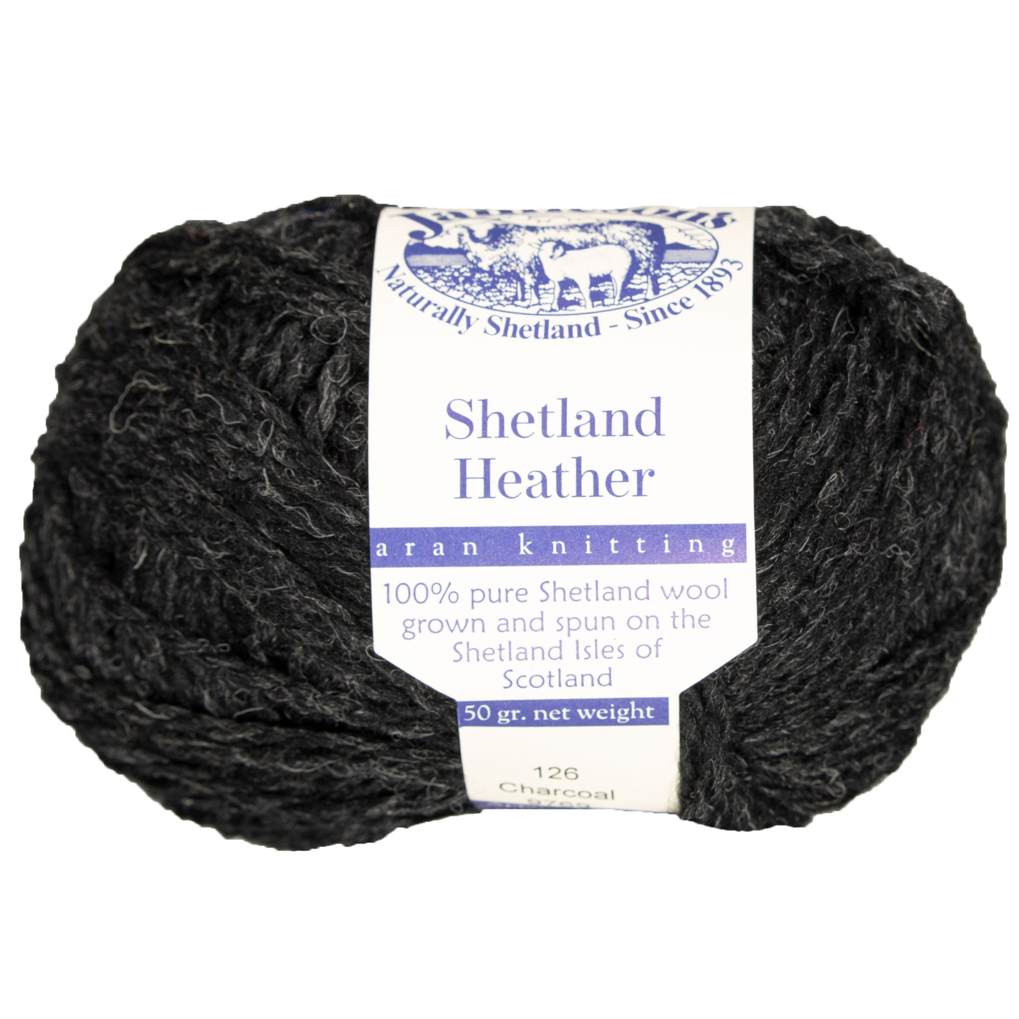 Jamieson's of Shetland Premium Heather Aran Yarn - 126 Charcoal for Stunning Knits