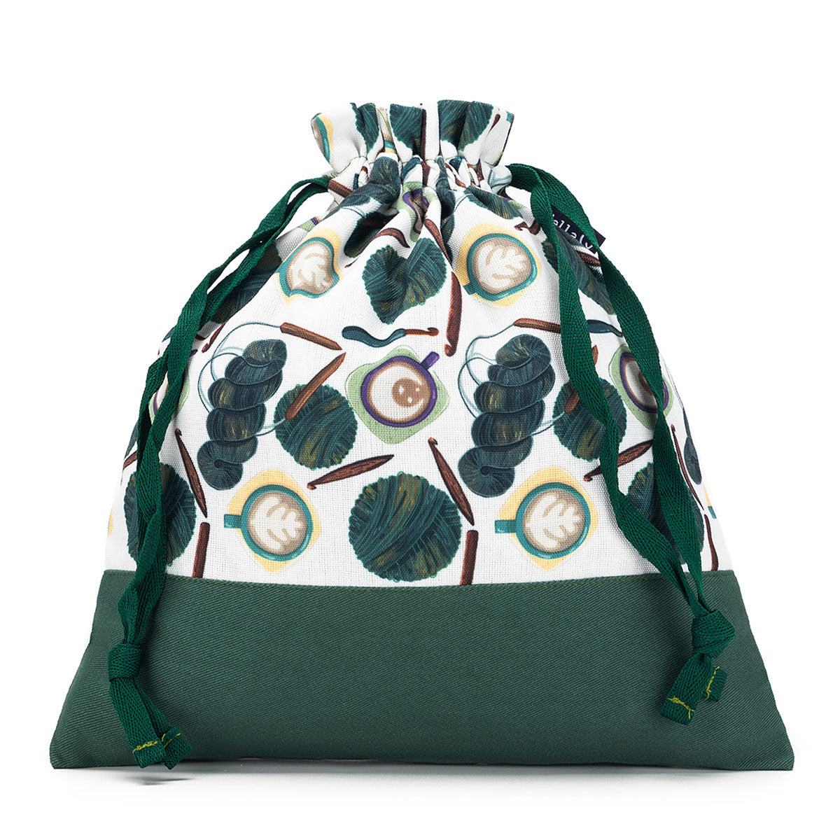 della Q Small Eden Project Bag 115-1 - Stunning Fabric Print Collection in Coffee and Yarn Green