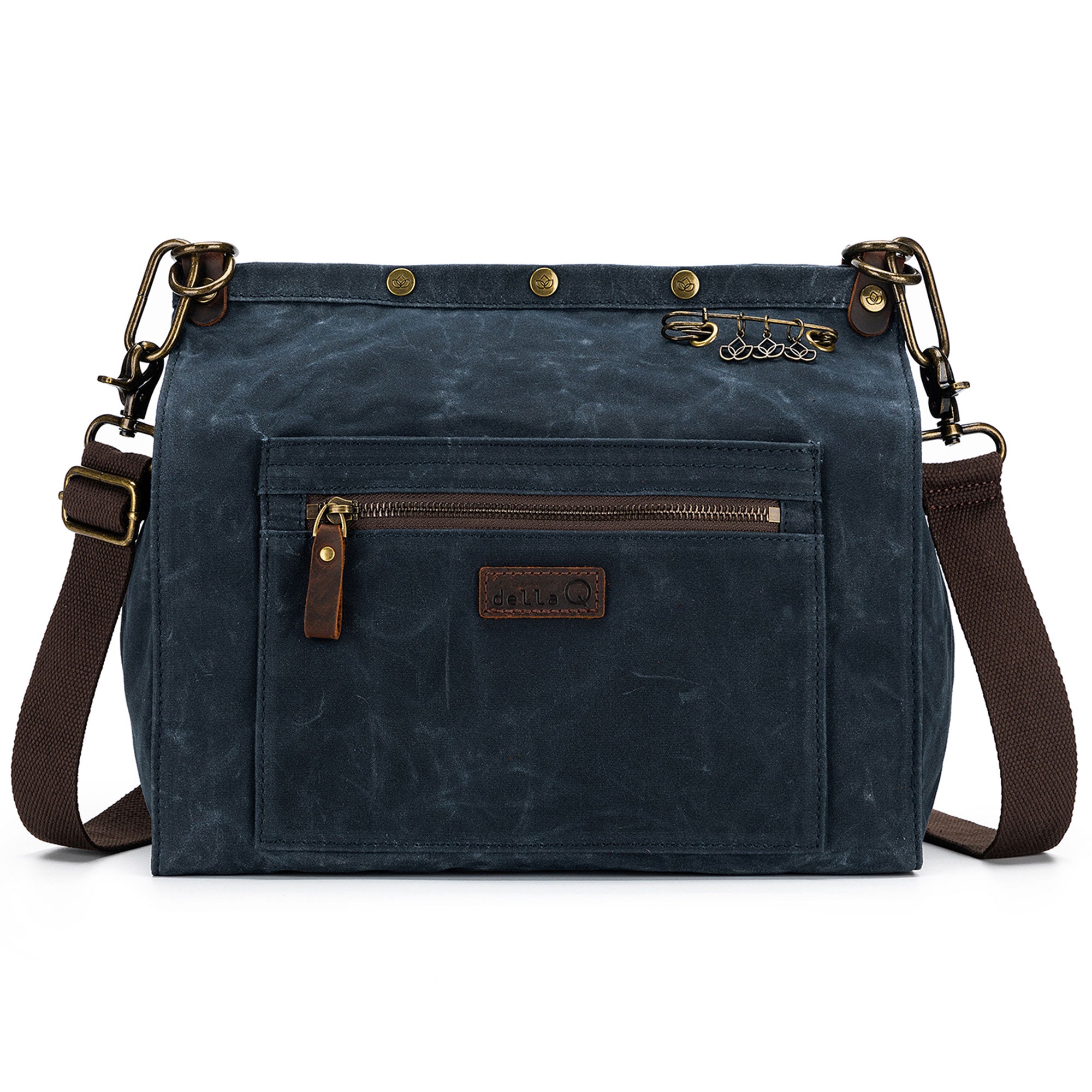 della Q Maker's Blue Canvas Rucksack - The Ultimate Multi - Functional Knitting Bag