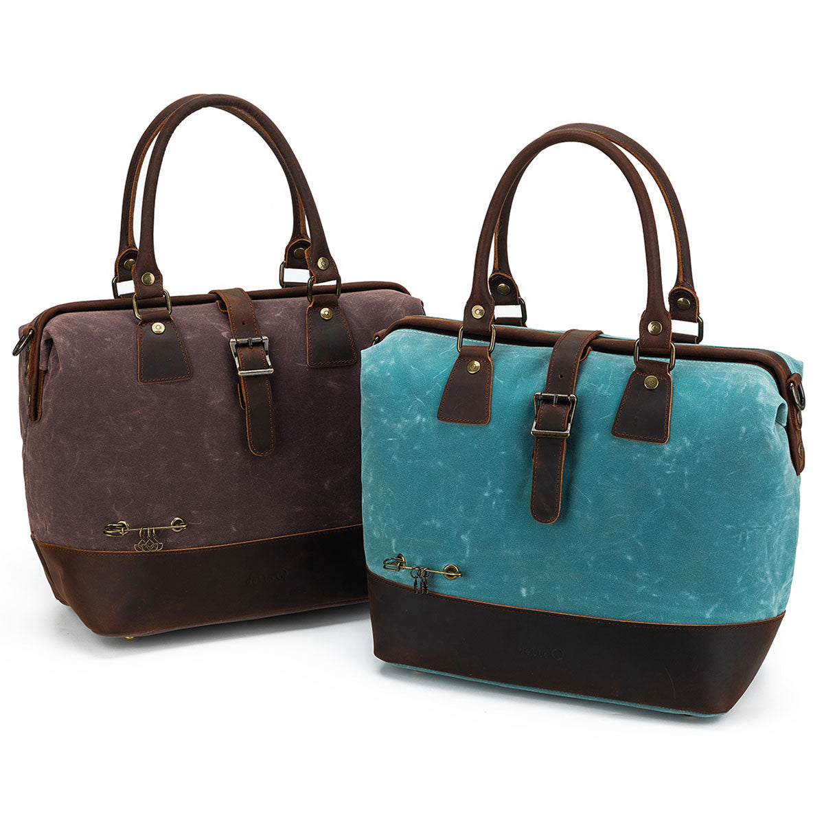 Della Q Stylish Maker's Canvas Satchel in Teal for Knitters and Crocheters