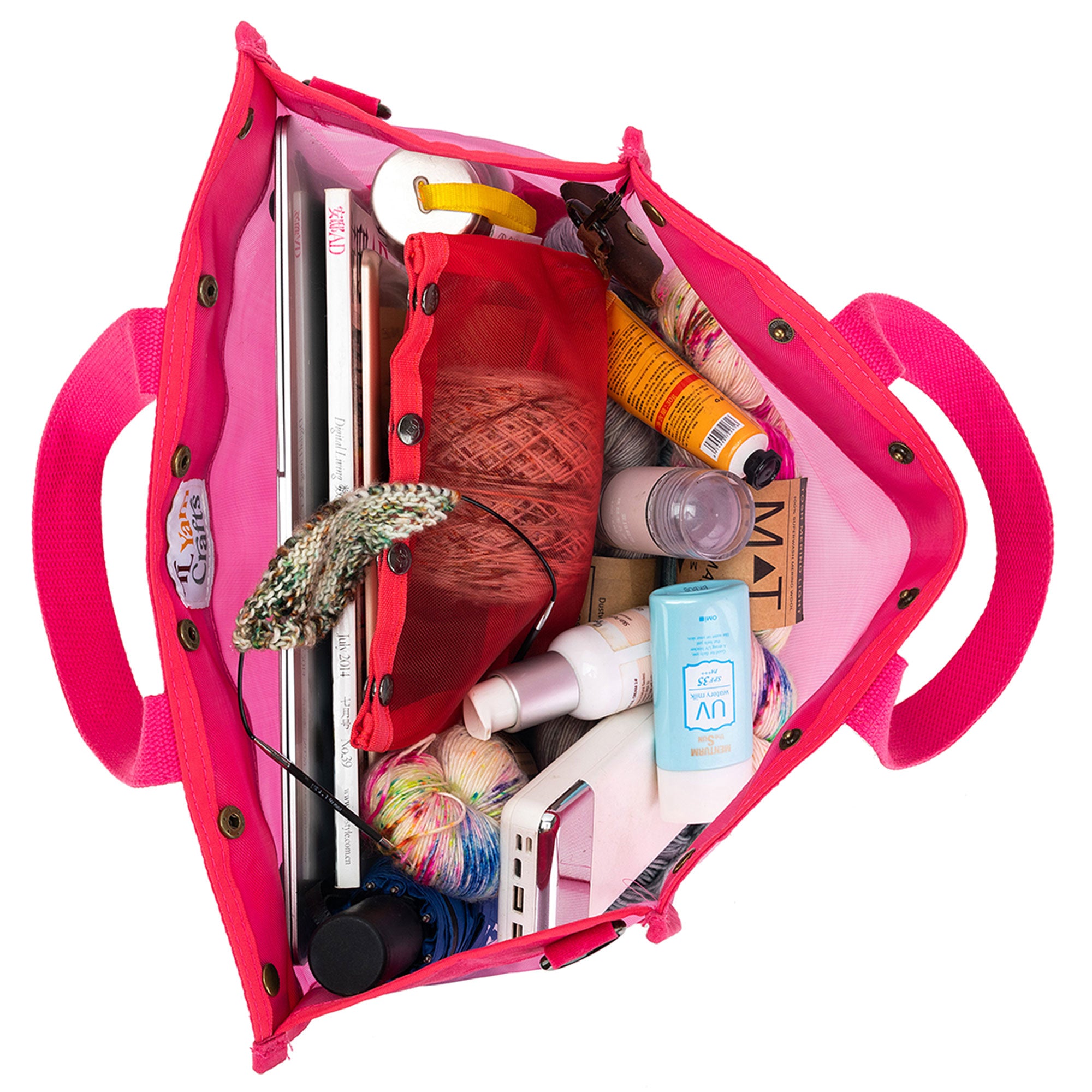 della Q Maker's Stunning Mesh Tote - TL Yarncrafts - Vivid Rose for On - the - go Creators