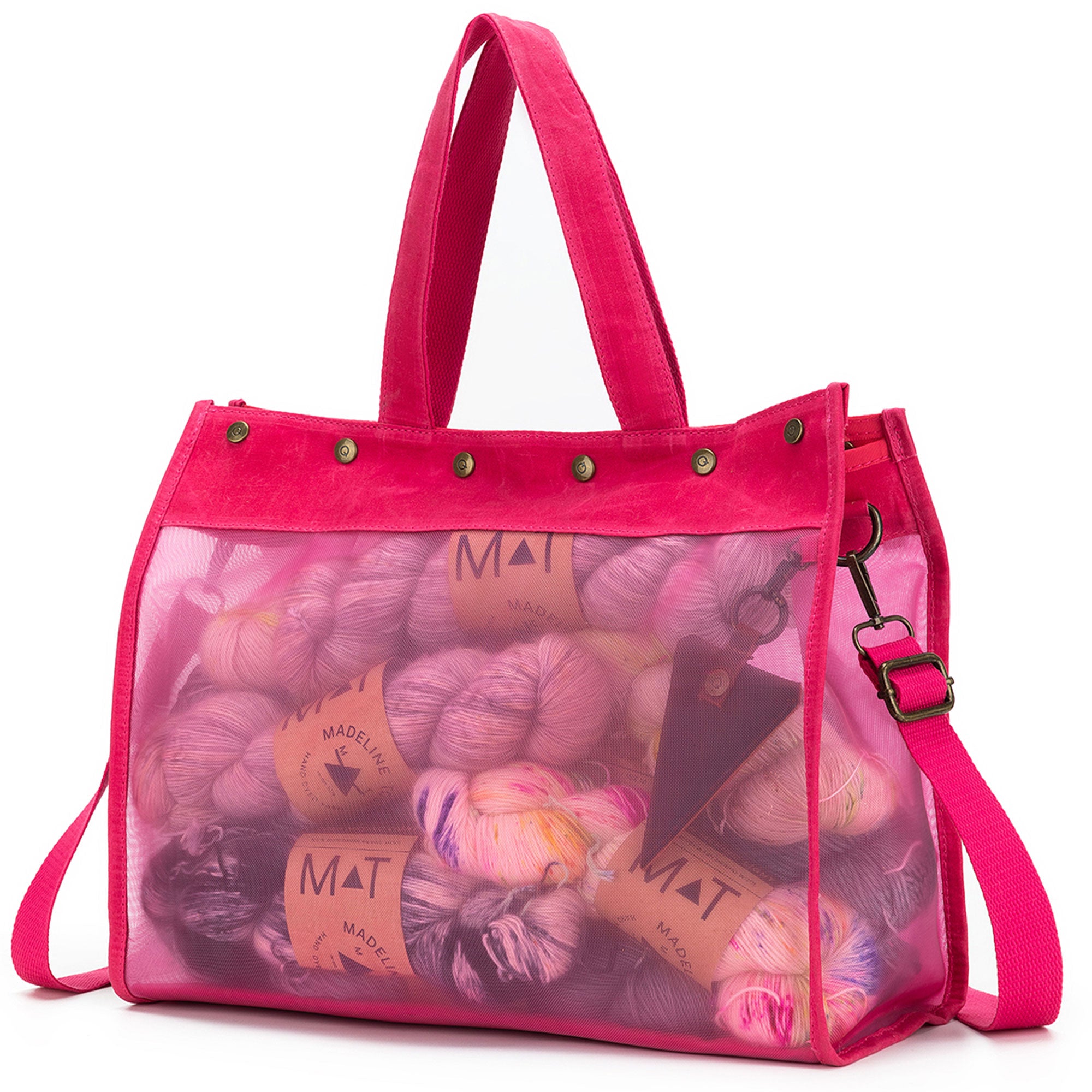 della Q Maker's Stunning Mesh Tote - TL Yarncrafts - Vivid Rose for On - the - go Creators