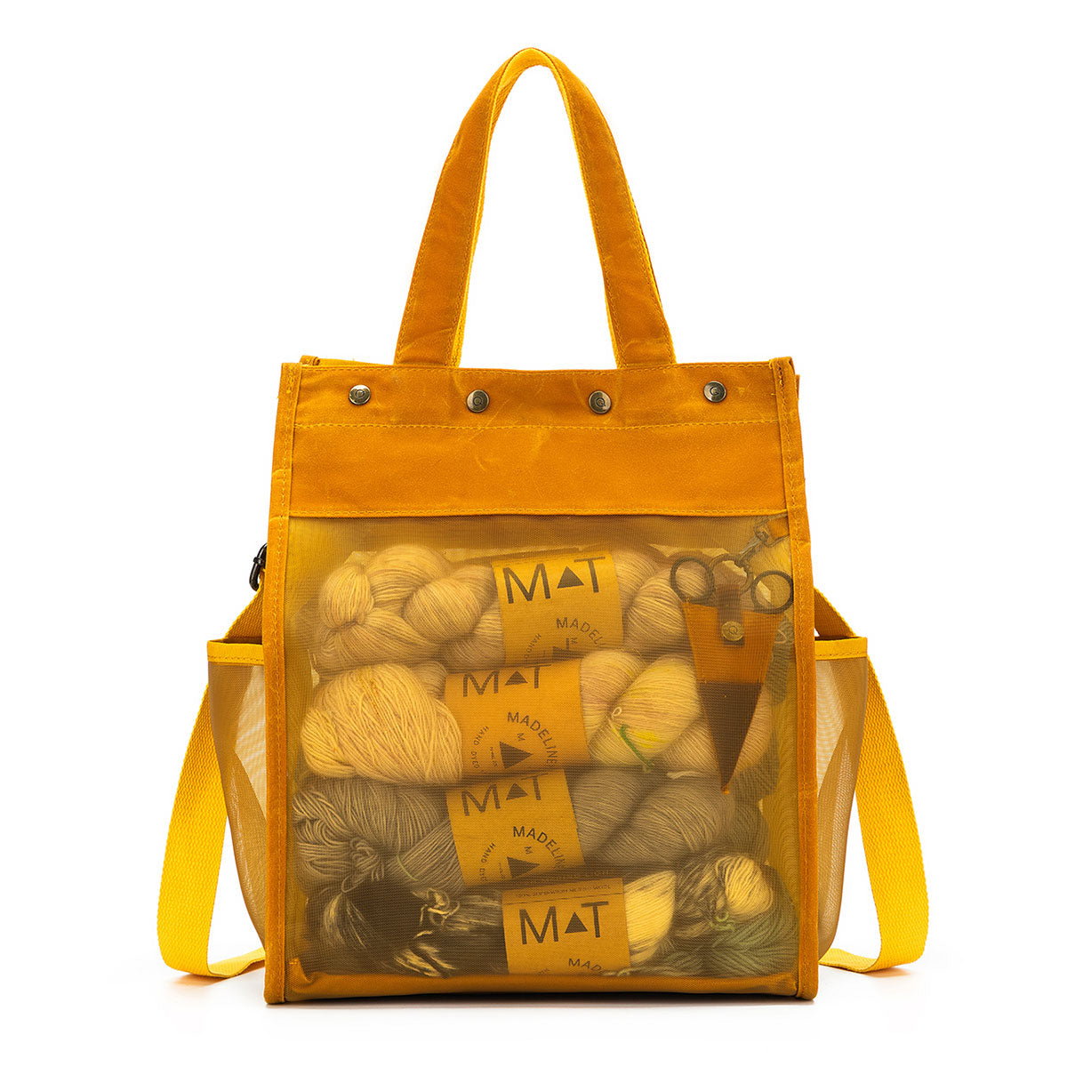 della Q Premium Tall Maker's Mesh Tote in Mustard - Ideal for Crafting