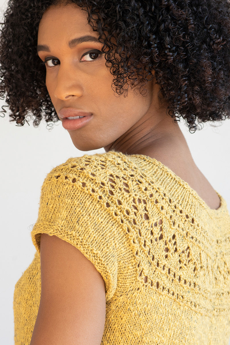 Berroco Meraki Patterns - Stunning Dorel Tee with Simple Diamond Lace Yoke - Instant PDF Download