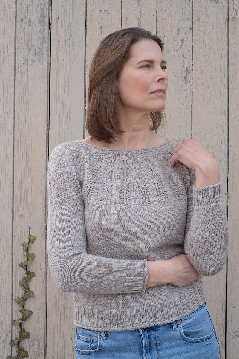 Berroco Fall 2022 Collection Patterns - Plein Air Pullover PDF Download - Colorworked or Lace Yoke Options